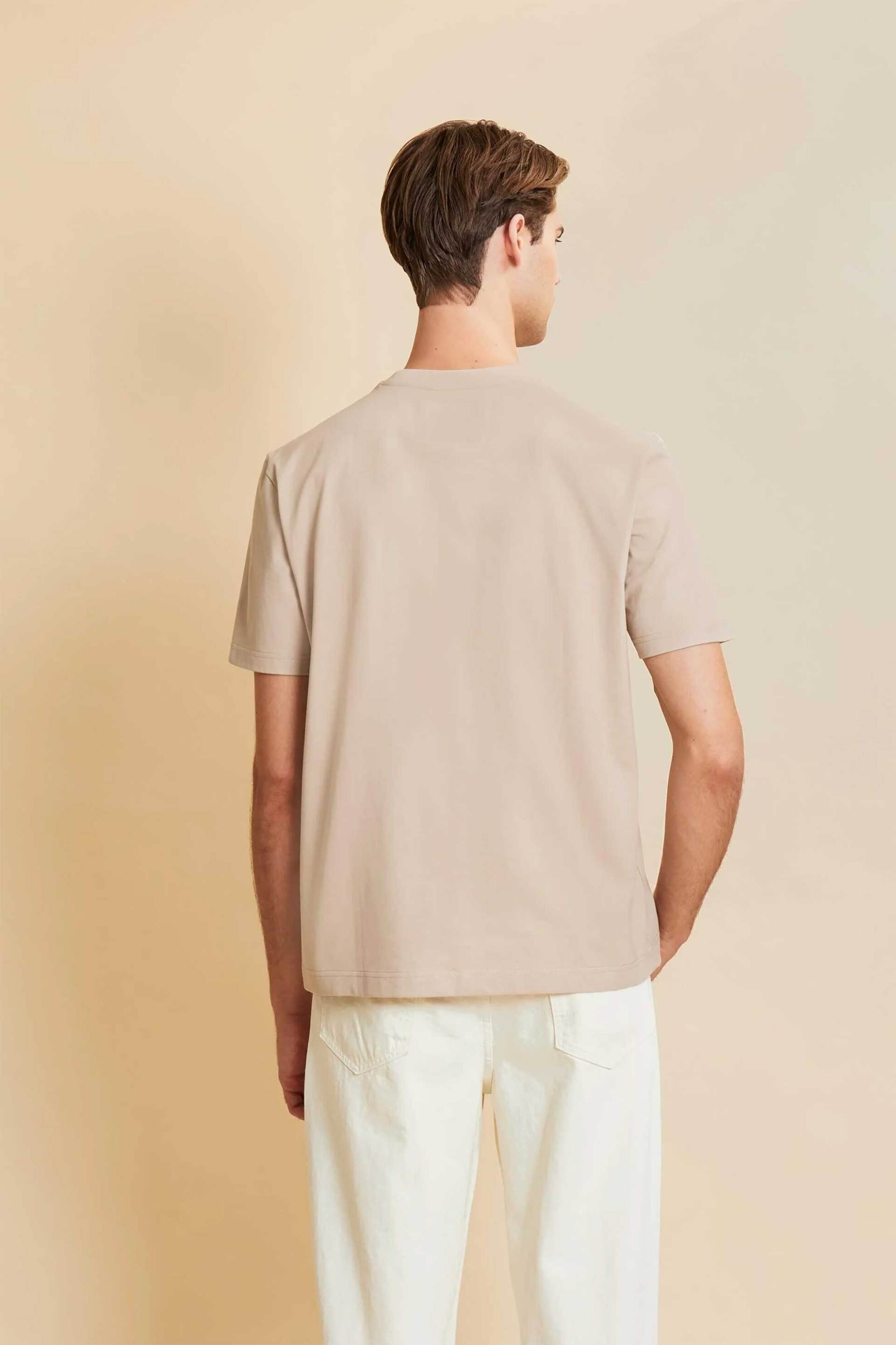 La Martina Ανδρικό T-Shirt με Λογότυπο Boxy Fit Cornell - Mcr008-Js409 Μπεζ