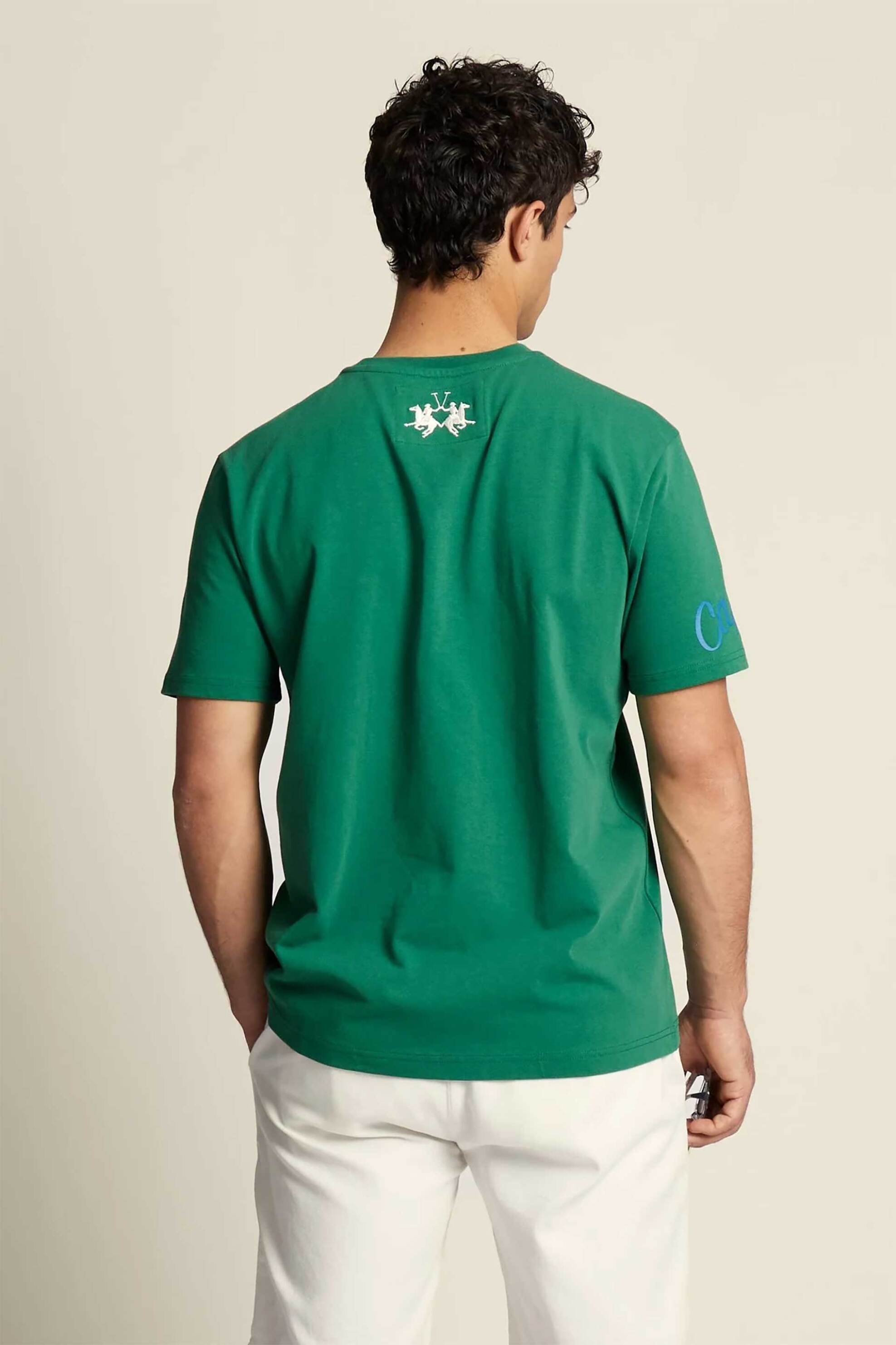 La Martina ανδρικό T-shirt με graphic print Regular Fit "Calvino" - MCR012-JS303 Πράσινο φωτογραφία