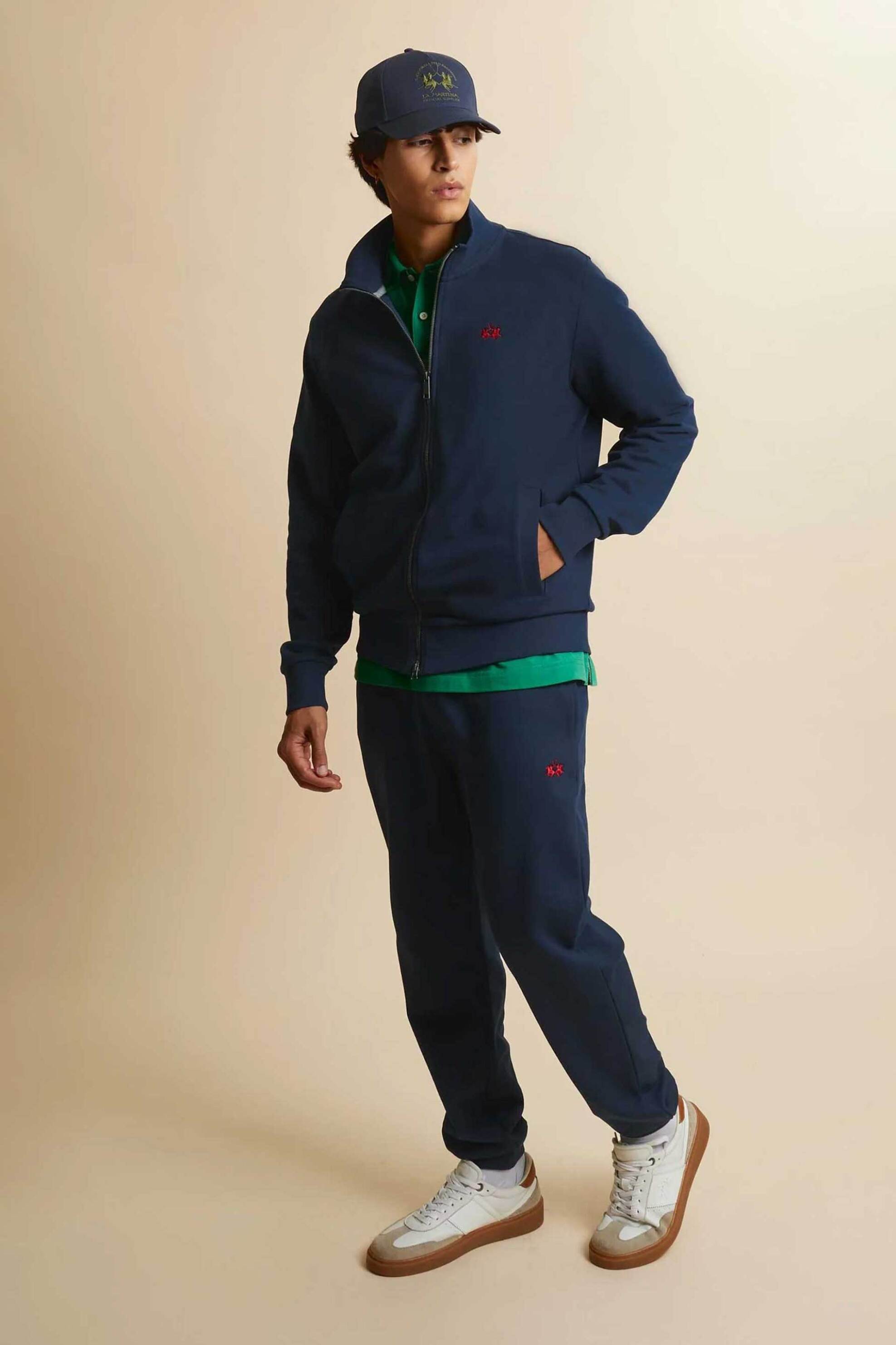 La Martina ανδρικό παντελόνι φόρμας με κεντημένο λογότυπο Tapered Cut "Antoine" - MCT005-FP580 Μπλε Σκούρο