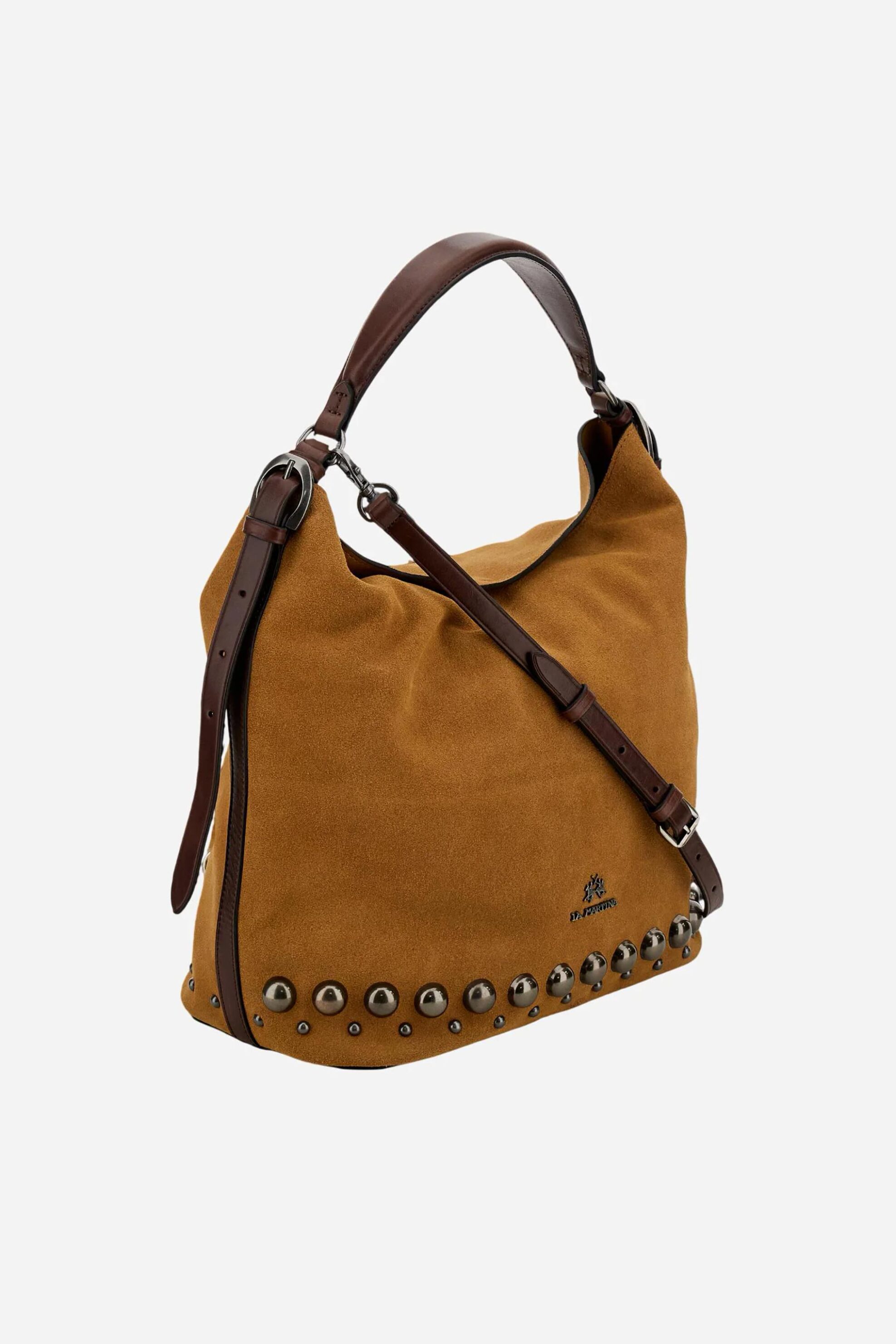La Martina γυναικεία suede τσάντα hobo με λογότυπο 