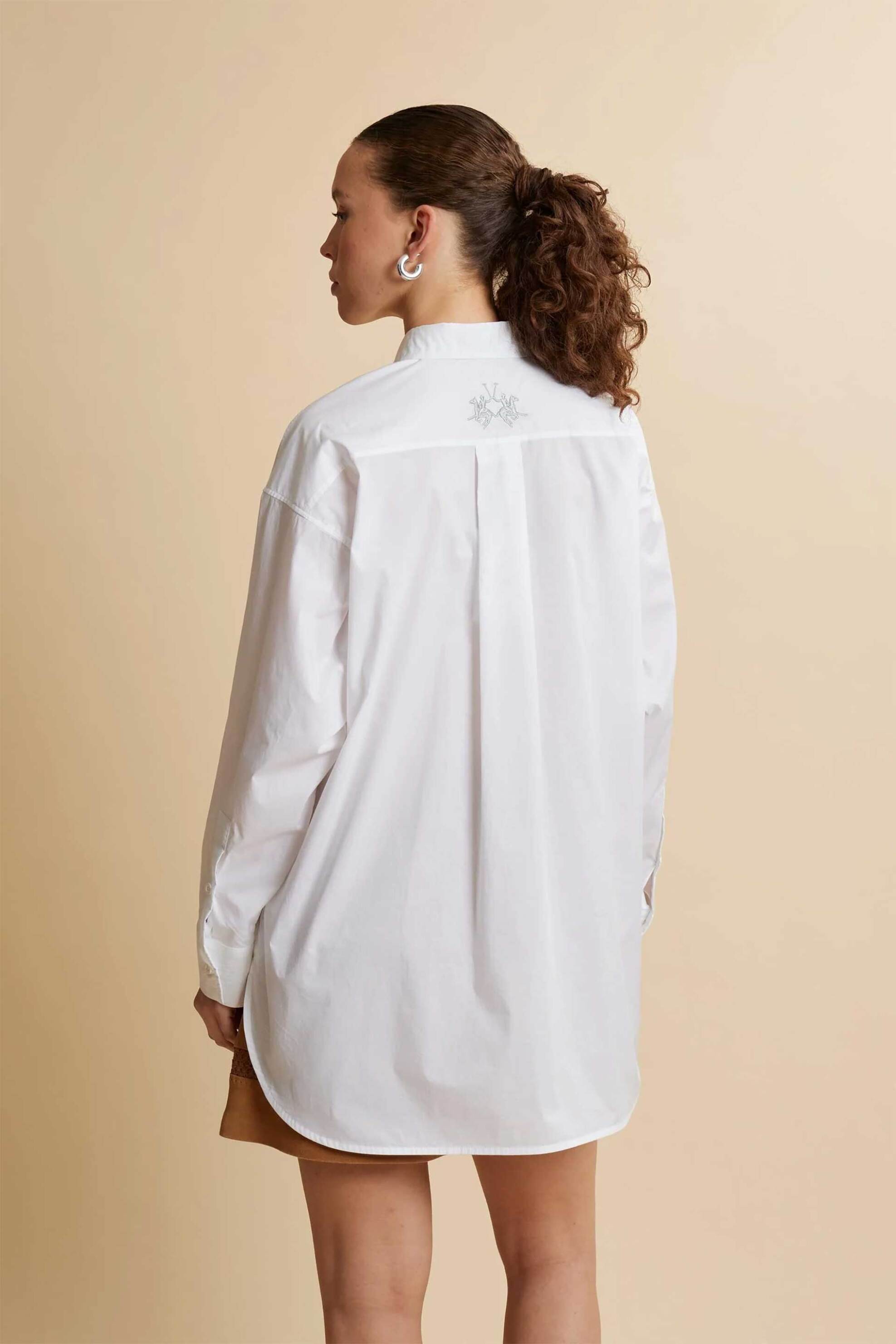 La Martina Γυναικείο Μακρύ Πουκάμισο Poplin Oversized Fit Clara - Wcc005-Pp740 Λευκό