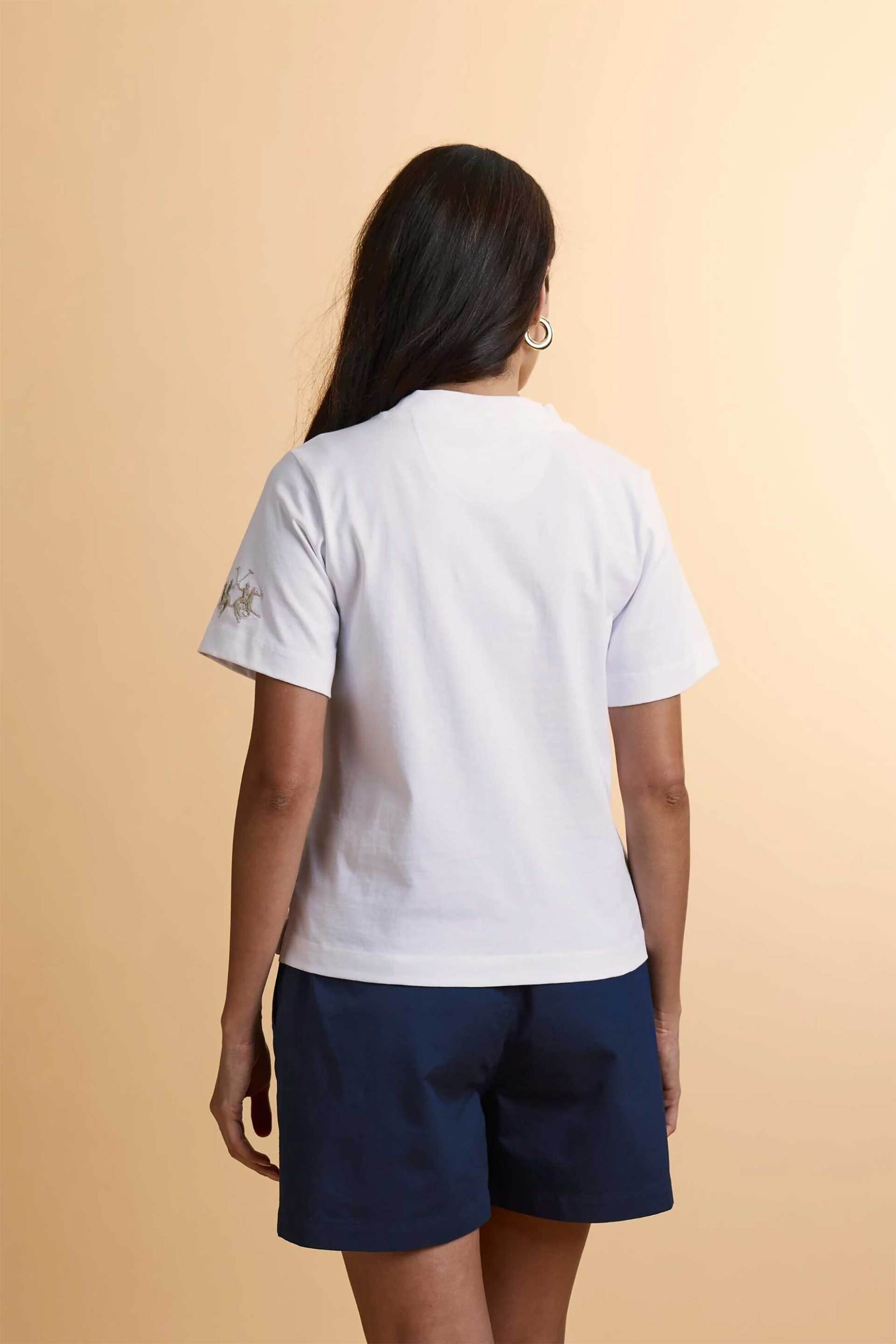 La Martina Γυναικείο T-Shirt με Κεντημένο Λογότυπο Στο Μανίκι Boxy Fit Corina - Wcr001-Js303 Λευκό