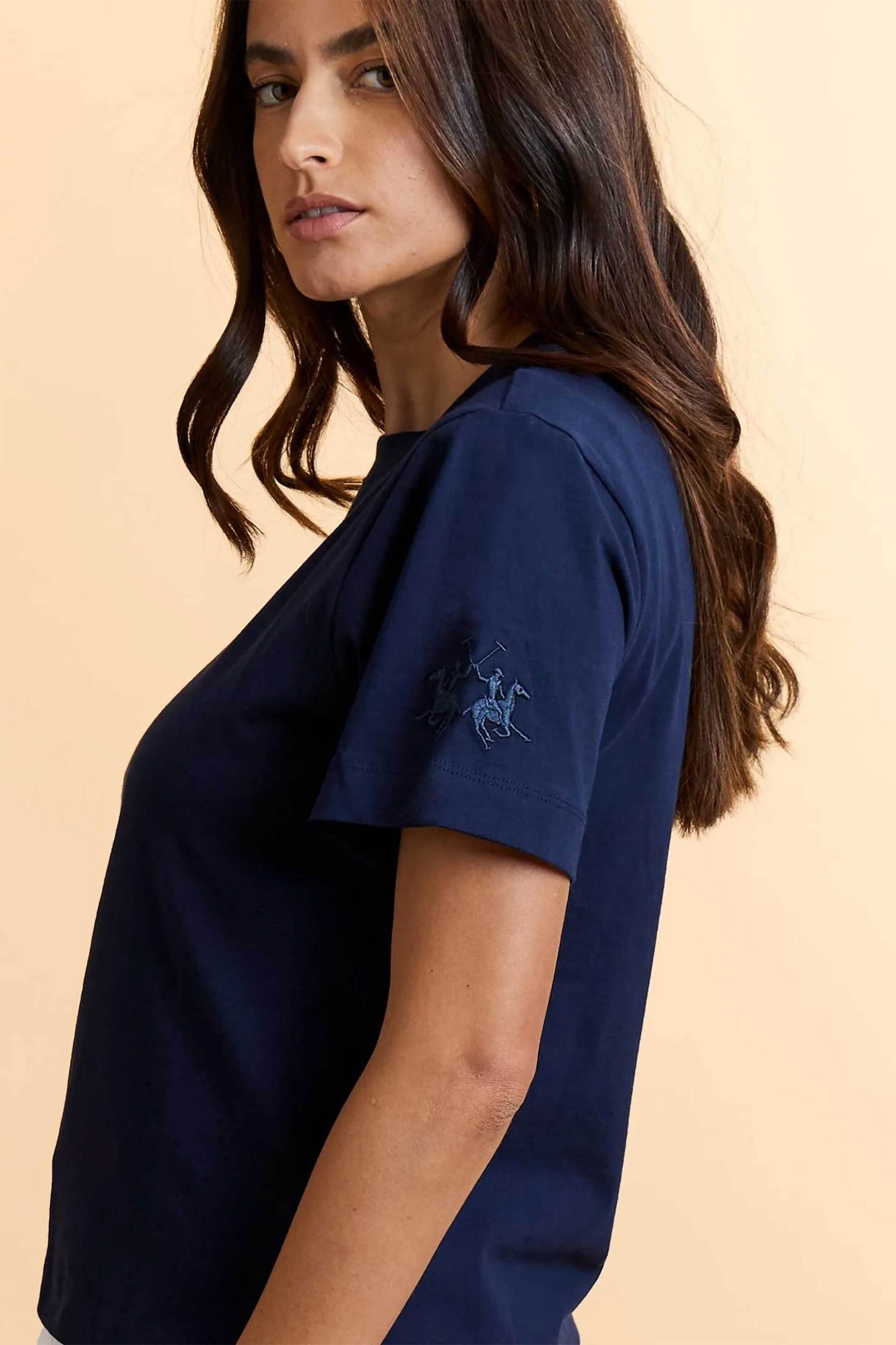 La Martina γυναικείο T-shirt με κεντημένο λογότυπο στο μανίκι Boxy Fit 
