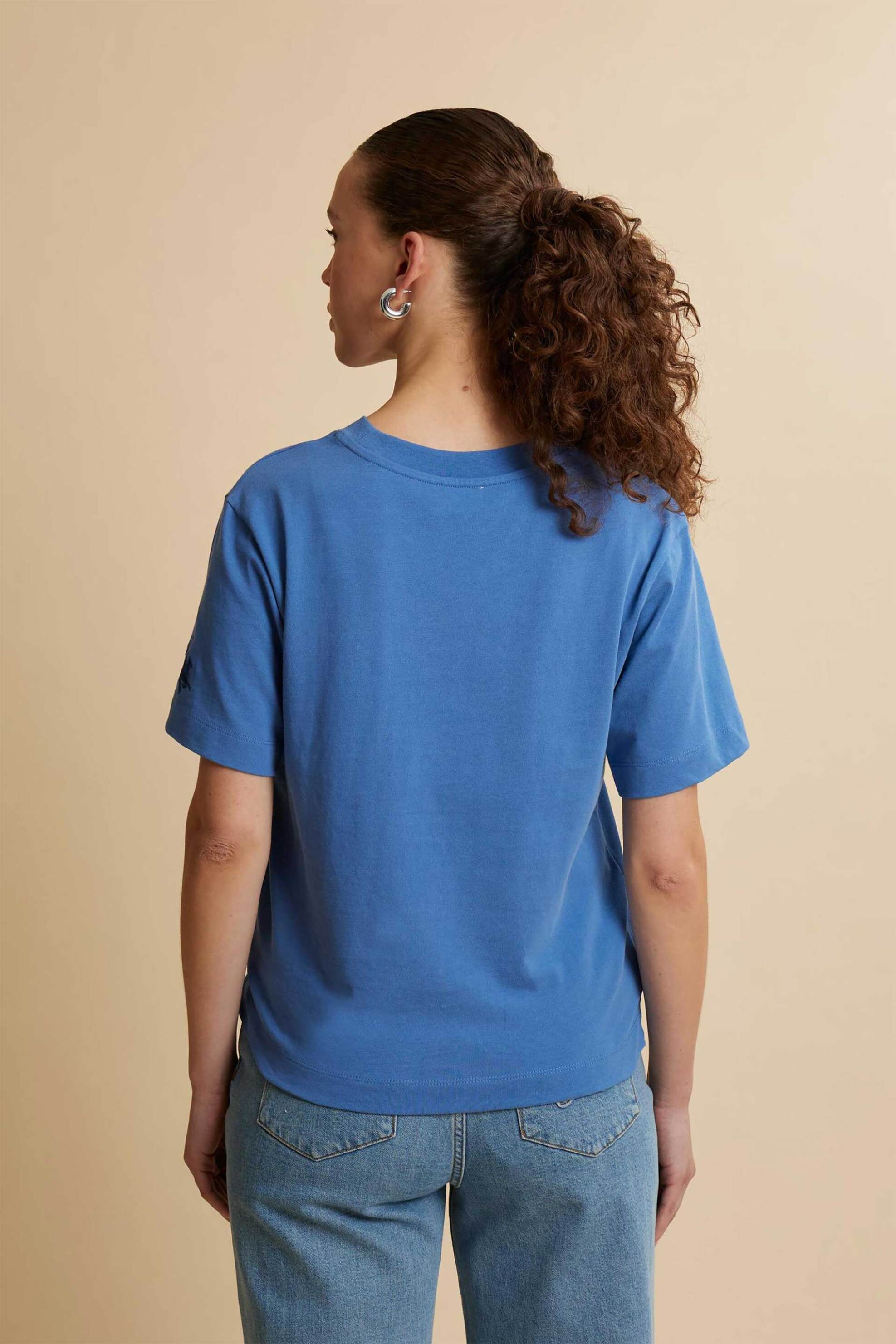 La Martina Γυναικείο T-Shirt με Κεντημένο Λογότυπο Στο Μανίκι Boxy Fit Corina - Wcr001-Js303 Μπλε Ανοιχτό