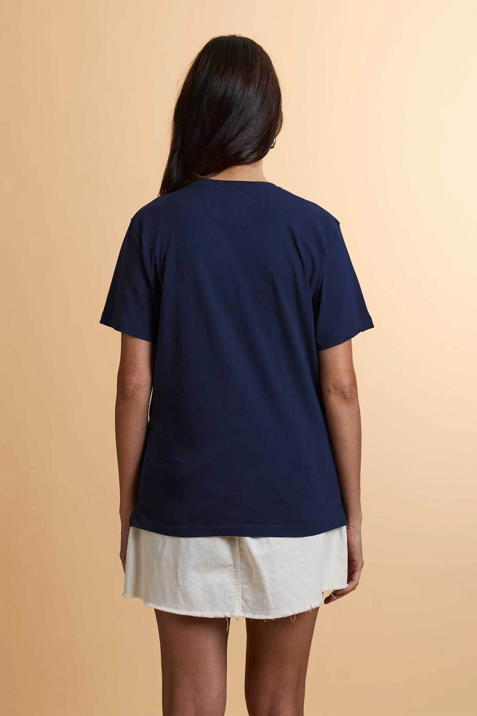 La Martina Γυναικείο T-Shirt με Κεντημένο Λογότυπο Regular Fit Casta - Wcr002-Js317 Μπλε Σκούρο
