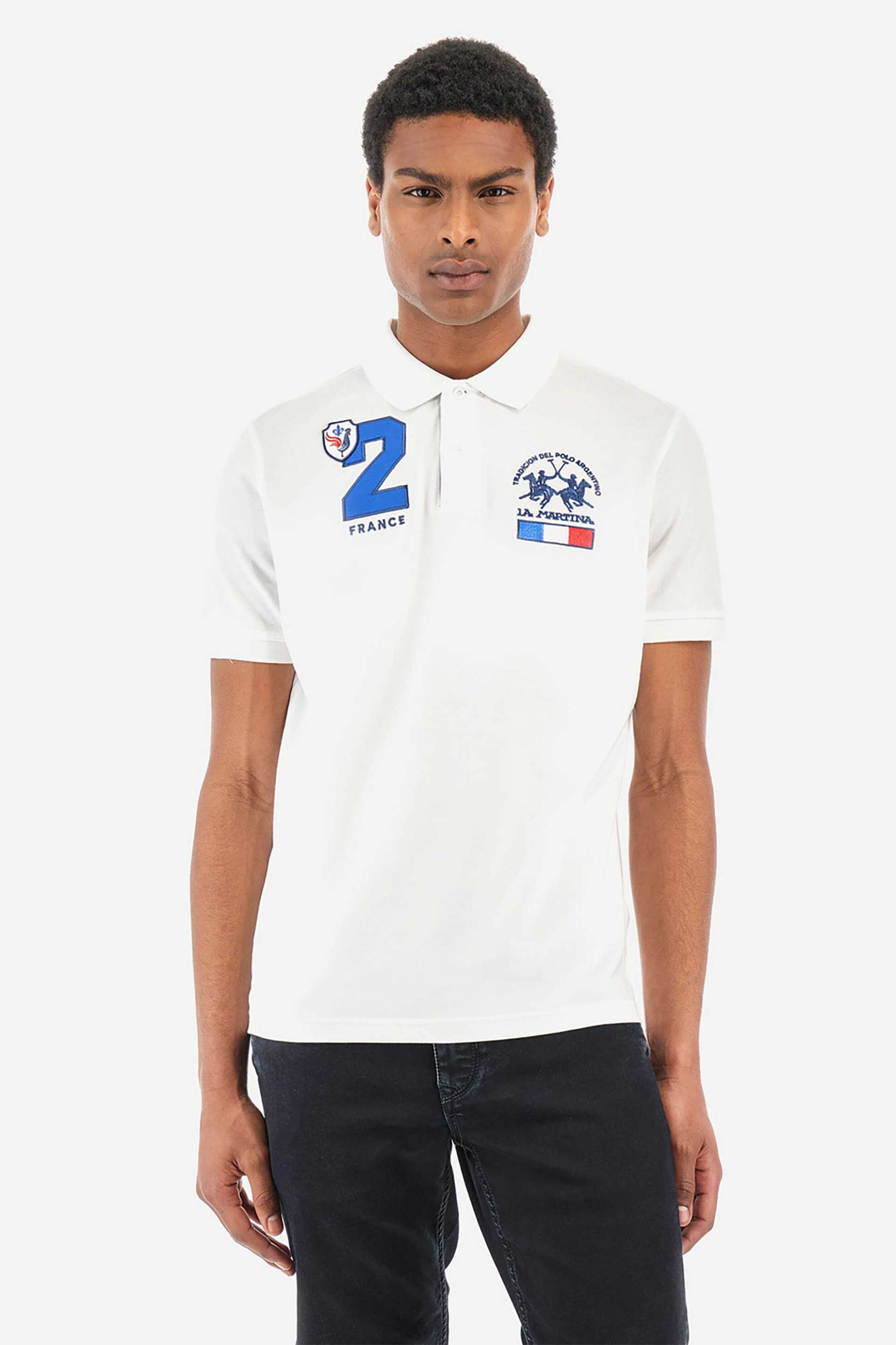 Ανδρική Μόδα > Ανδρικά Ρούχα > Ανδρικές Μπλούζες > Ανδρικές Μπλούζες Πολο La Martina ανδρική μπλούζα πόλο μονόχρωμη με contrast λεπτομέρειες "Yisroel" - YMP315-PK031 Λευκό