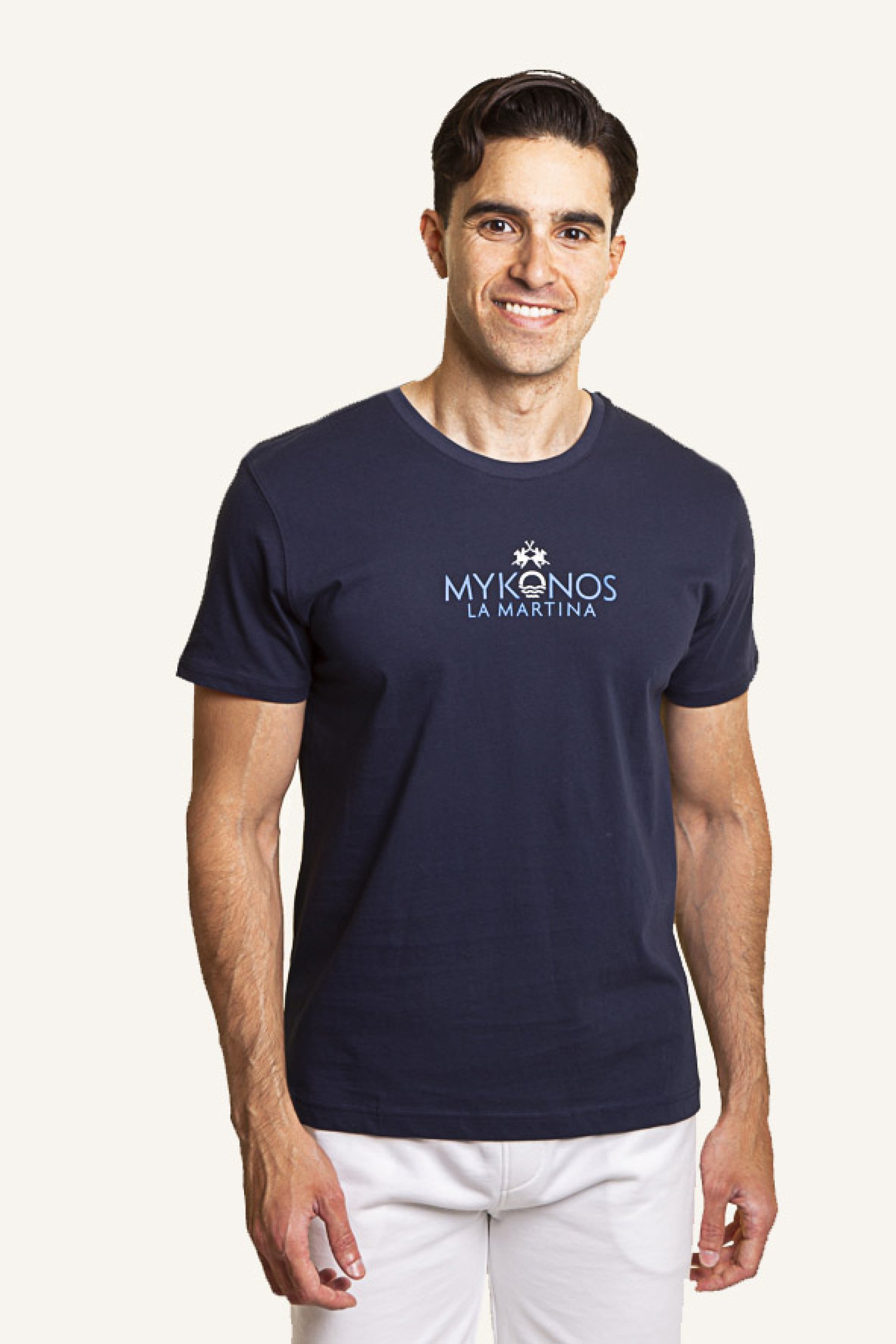 La Martina ανδρικό T-shirt με lettering - YMR605-JS395 Μπλε Σκούρο