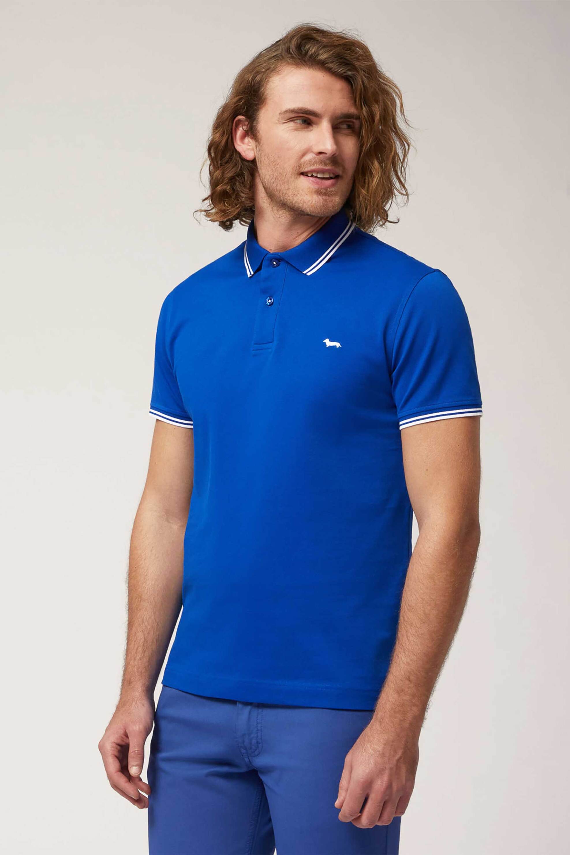 Ανδρική Μόδα > Ανδρικά Ρούχα > Ανδρικές Μπλούζες > Ανδρικές Μπλούζες Πολο Harmont & Blaine ανδρική κοντομάνικη πόλο μπλούζα πικέ με κεντημένο λογότυπο Narrow Fit - LNL010021148 Μπλε
