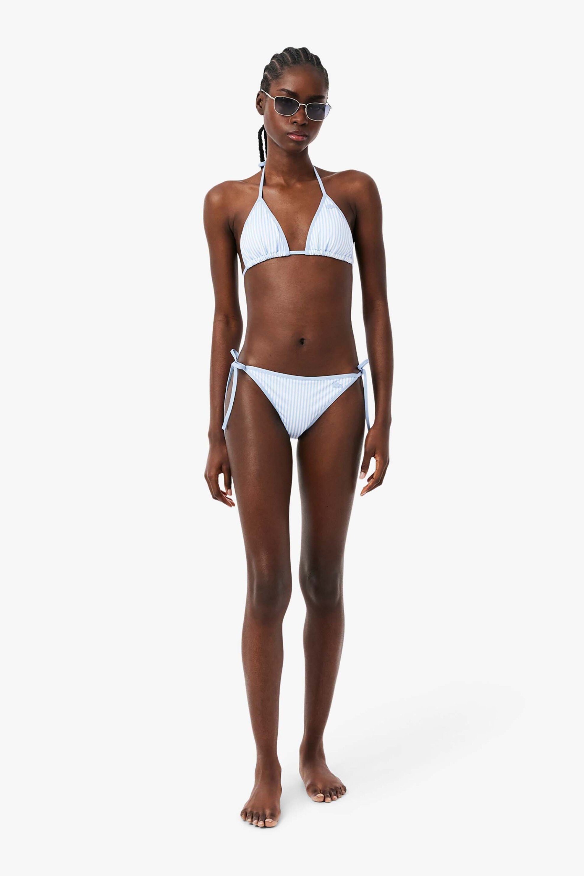 LACOSTE Lacoste γυναικείο μαγιό μπικίνι σλιπ με ριγέ σχέδιο και λογότυπο - MF9844 Μπλε Ανοιχτό