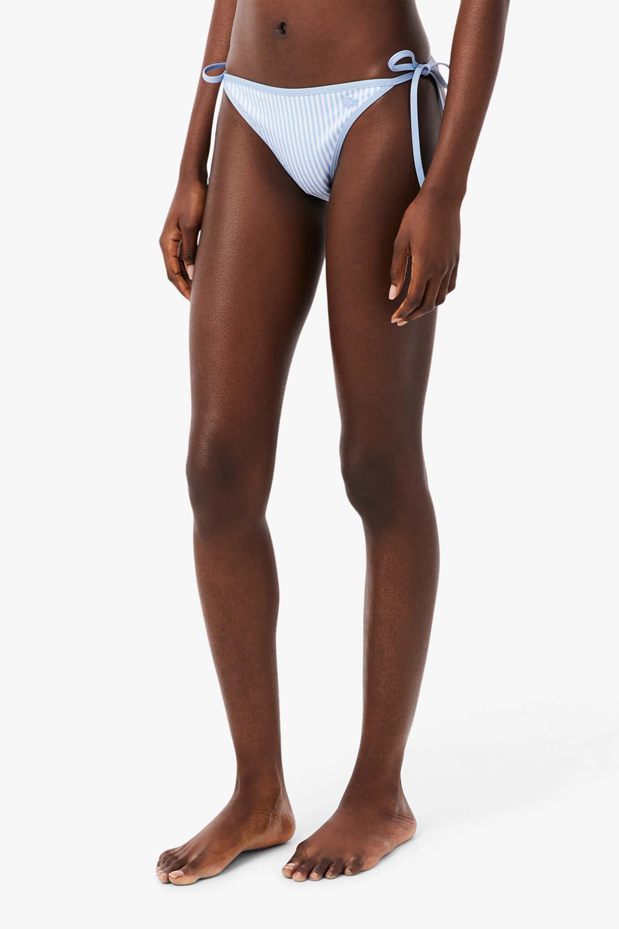 Lacoste γυναικείο μαγιό μπικίνι σλιπ με ριγέ σχέδιο και λογότυπο - MF9844 Μπλε Ανοιχτό φωτογραφία