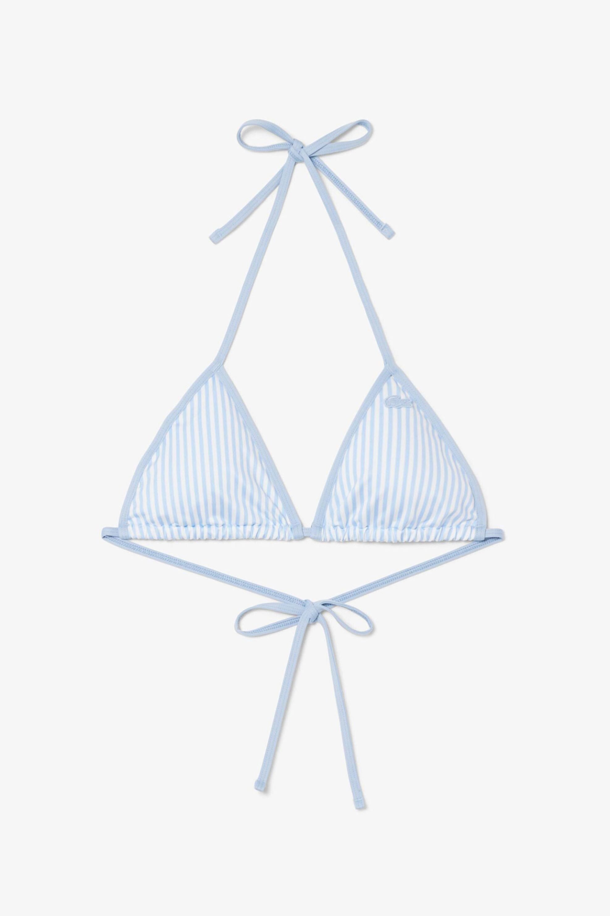 Lacoste γυναικείο μαγιό μπικίνι τοπ triangle με ριγέ σχέδιο και λογότυπο - MF9875 Μπλε Ανοιχτό φωτογραφία