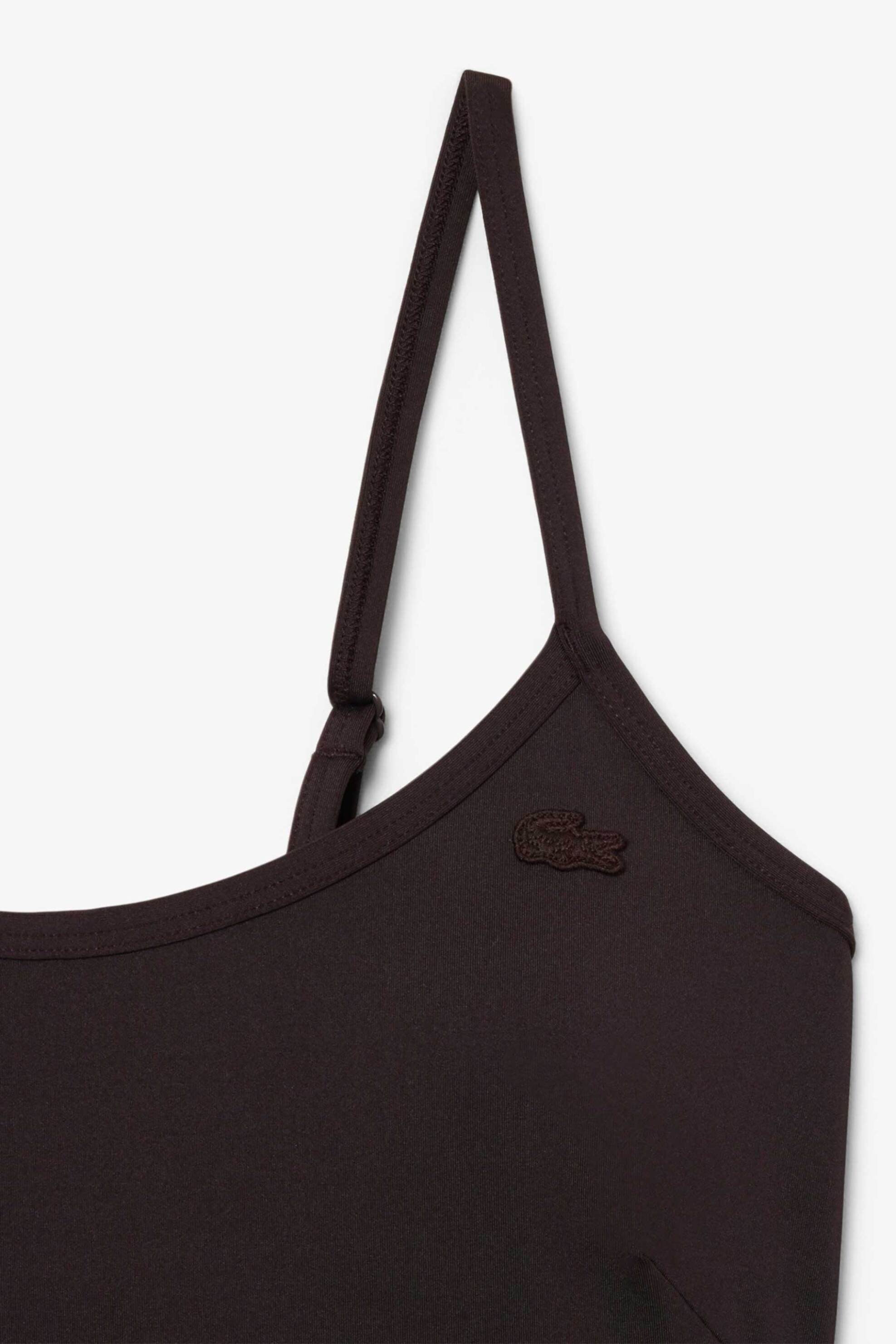 Lacoste Γυναικείο Μαγιό Ολόσωμο με Λογότυπο - Mf9882 Καφέ Σκούρο