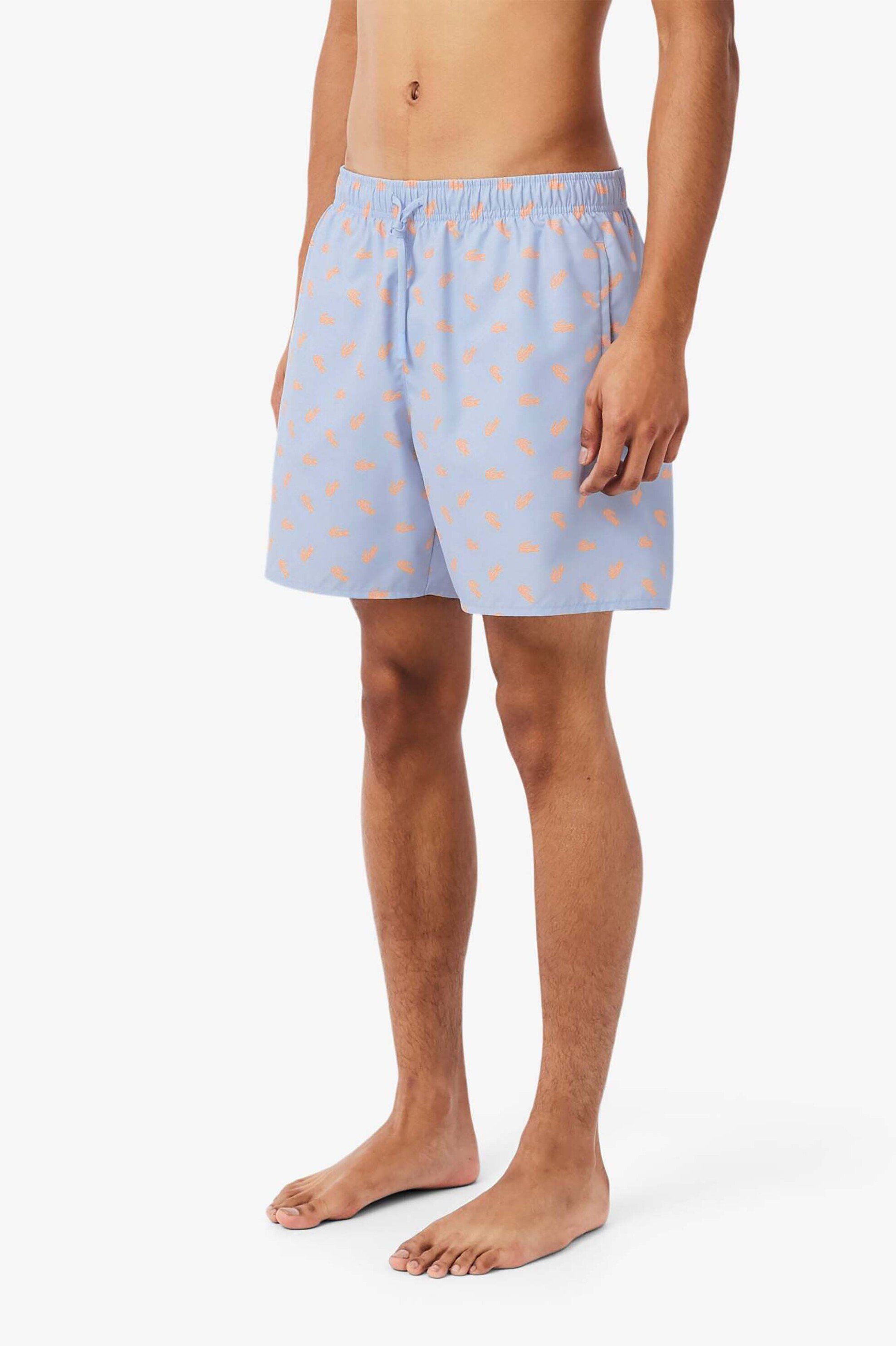 Lacoste ανδρικό μαγιό σορτς με all-over crocodile print - MH1851 Μπλε Ανοιχτό φωτογραφία
