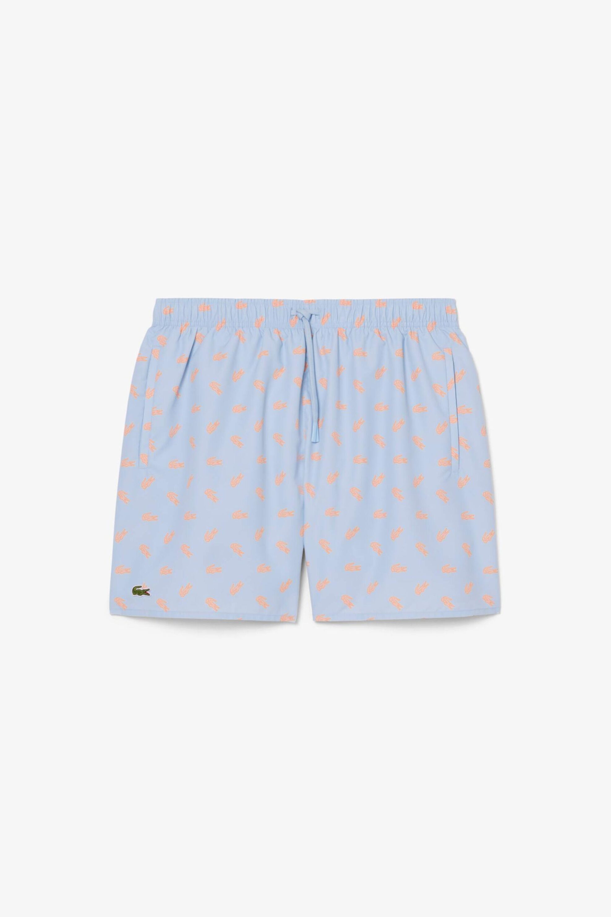 Lacoste Ανδρικό Μαγιό Σορτς με All-Over Crocodile Print - Mh1851 Μπλε Ανοιχτό
