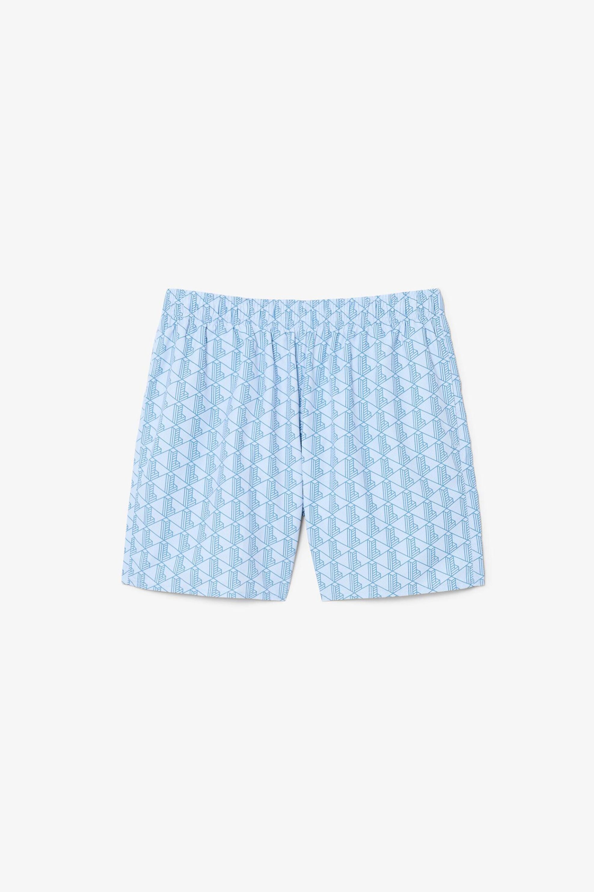 Lacoste Ανδρικό Μαγιό Σορτς με All-Over Monogram Print - Mh9086-00 Γαλάζιο