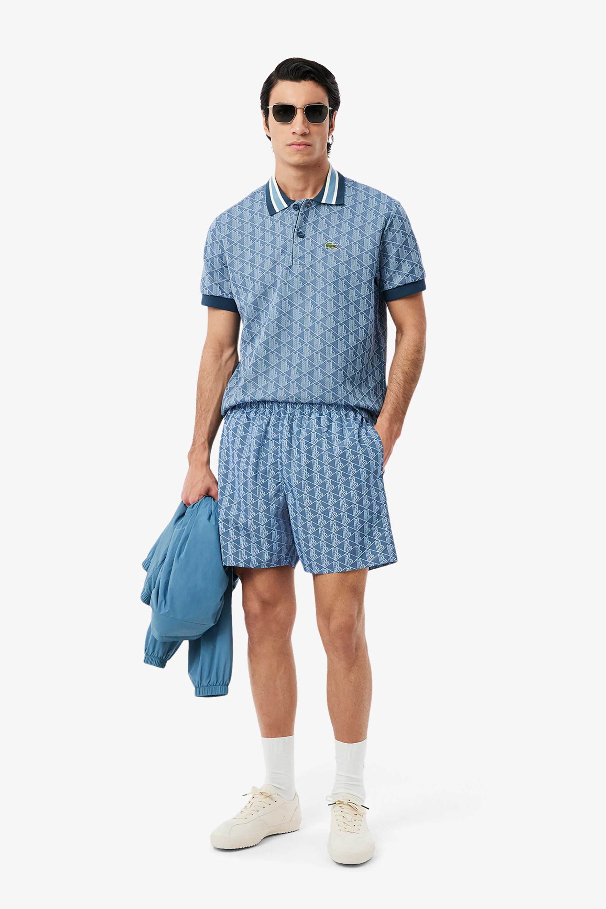 LACOSTE Lacoste ανδρικό μαγιό σορτς με all-over monogram print - MH9086-00 Μπλε