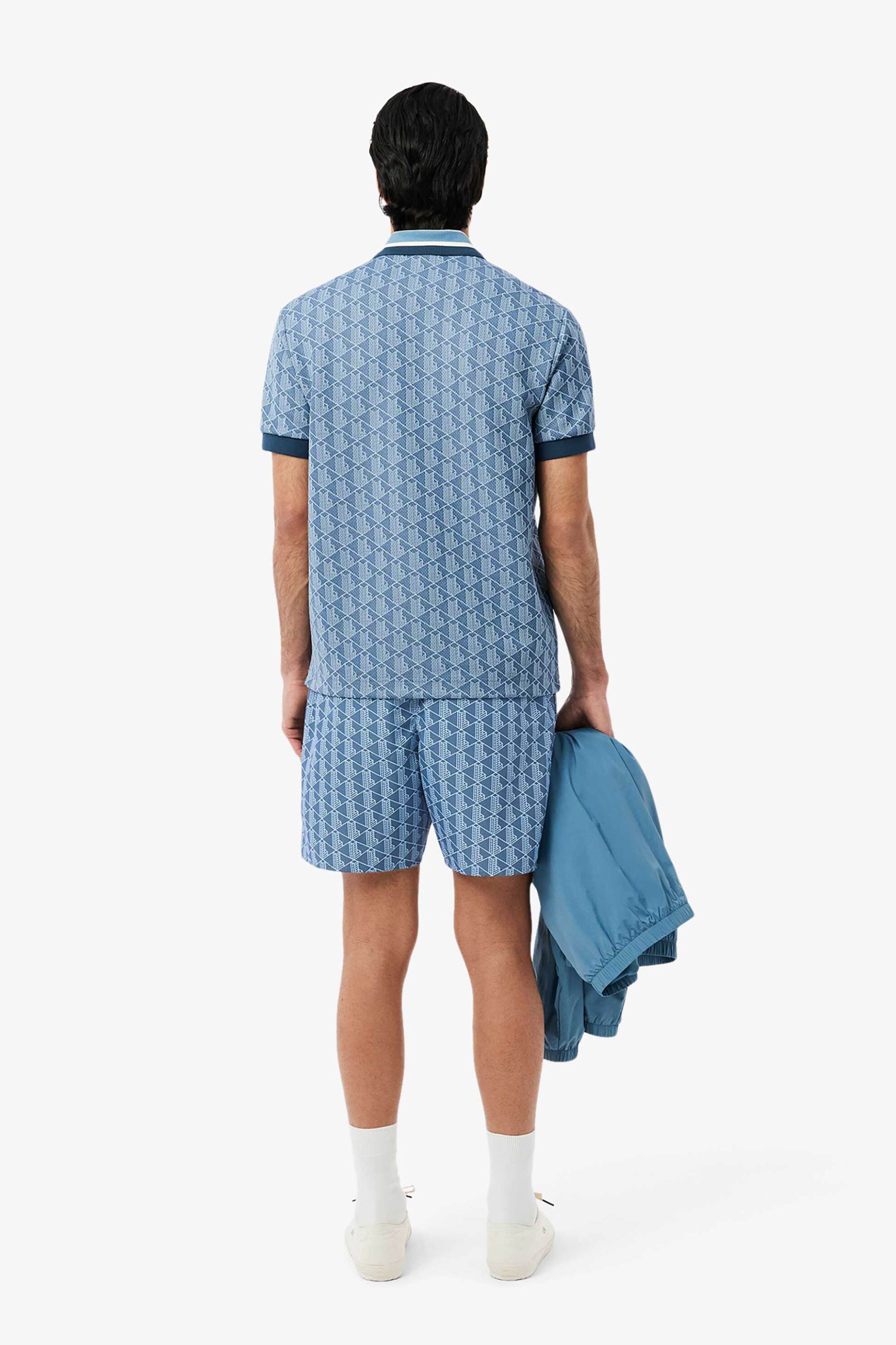 Lacoste Ανδρικό Μαγιό Σορτς με All-Over Monogram Print - Mh9086-00 Μπλε
