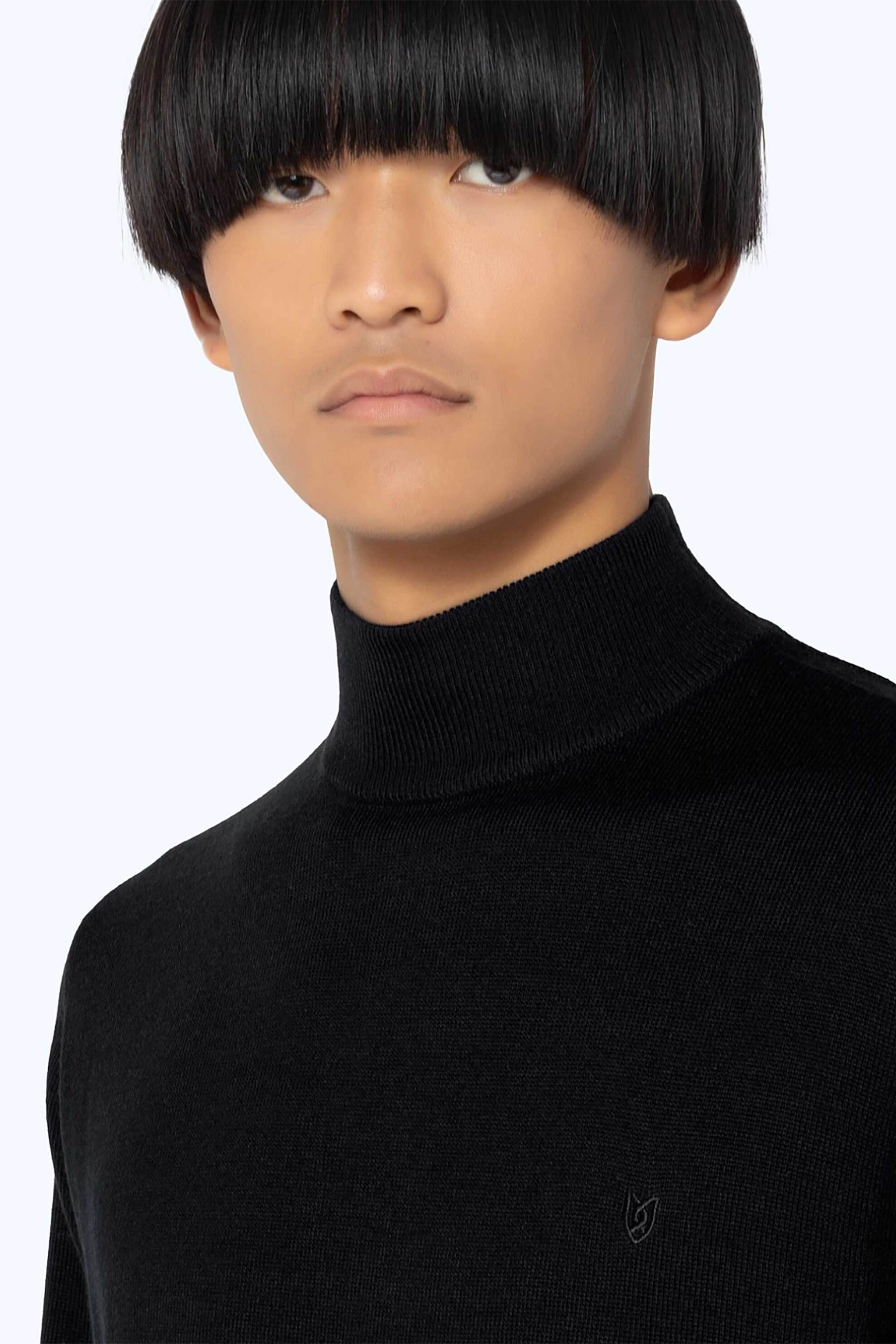 The Bostonians ανδρικό πουλόβερ με ψηλό λαιμό και κεντημένο λογότυπο Regular Fit - ML1001 Μαύρο φωτογραφία