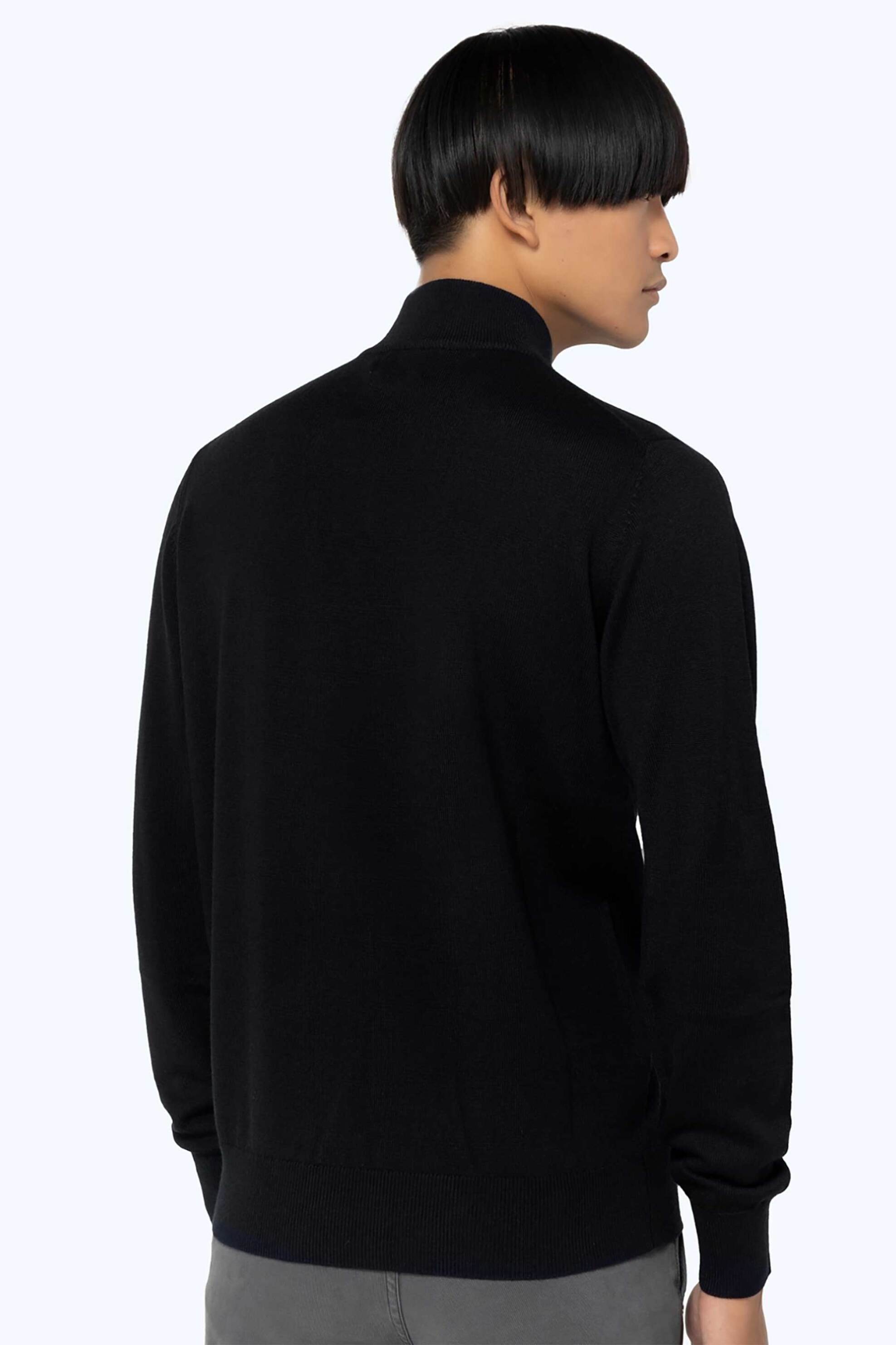 The Bostonians ανδρικό πουλόβερ με ψηλό λαιμό και κεντημένο λογότυπο Regular Fit - ML1001 Μαύρο φωτογραφία