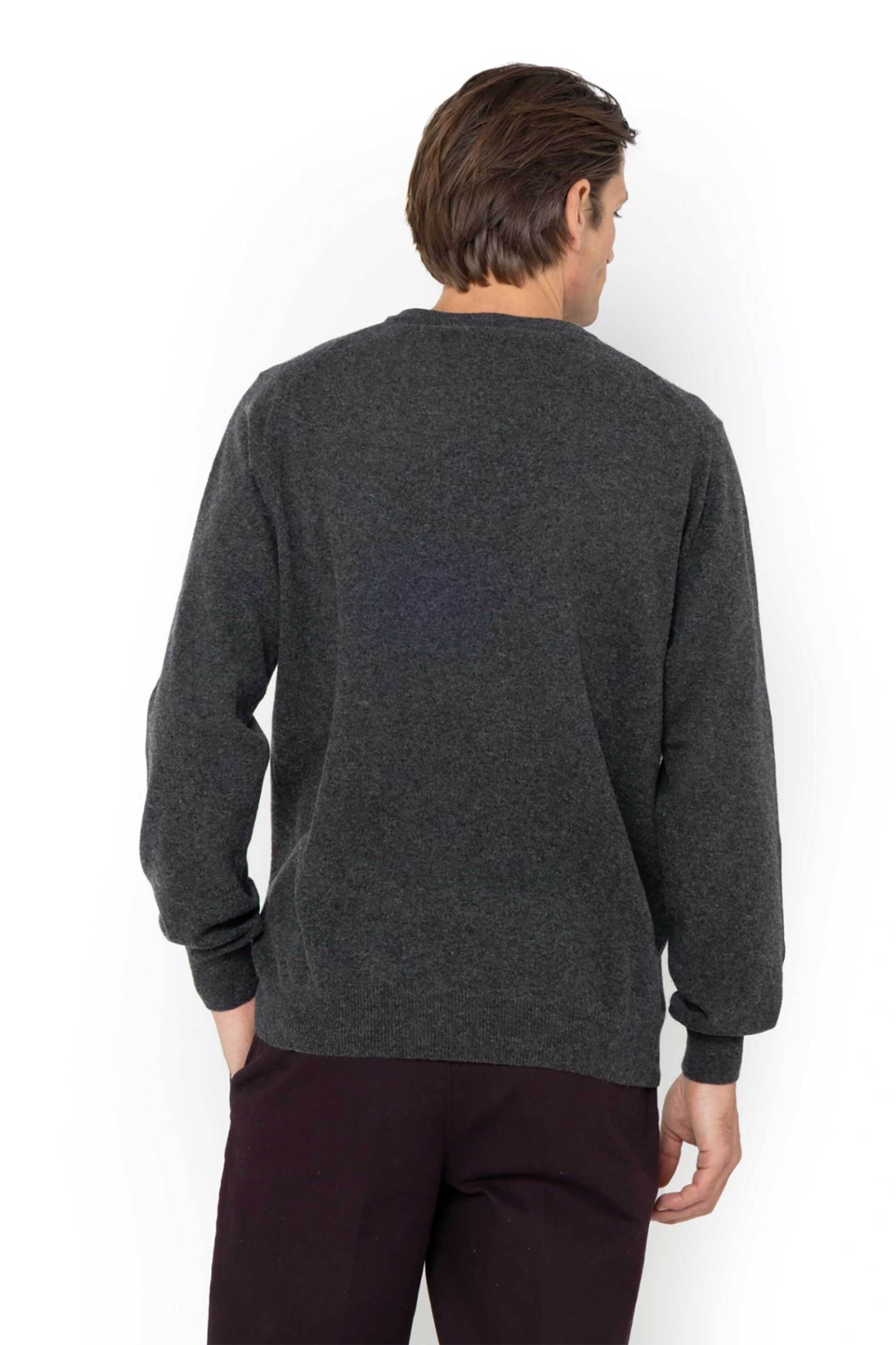 The Bostonians ανδρικό μάλλινο πουλόβερ με κεντημένο λογότυπο Regular Fit - MR00012 Ανθρακί φωτογραφία