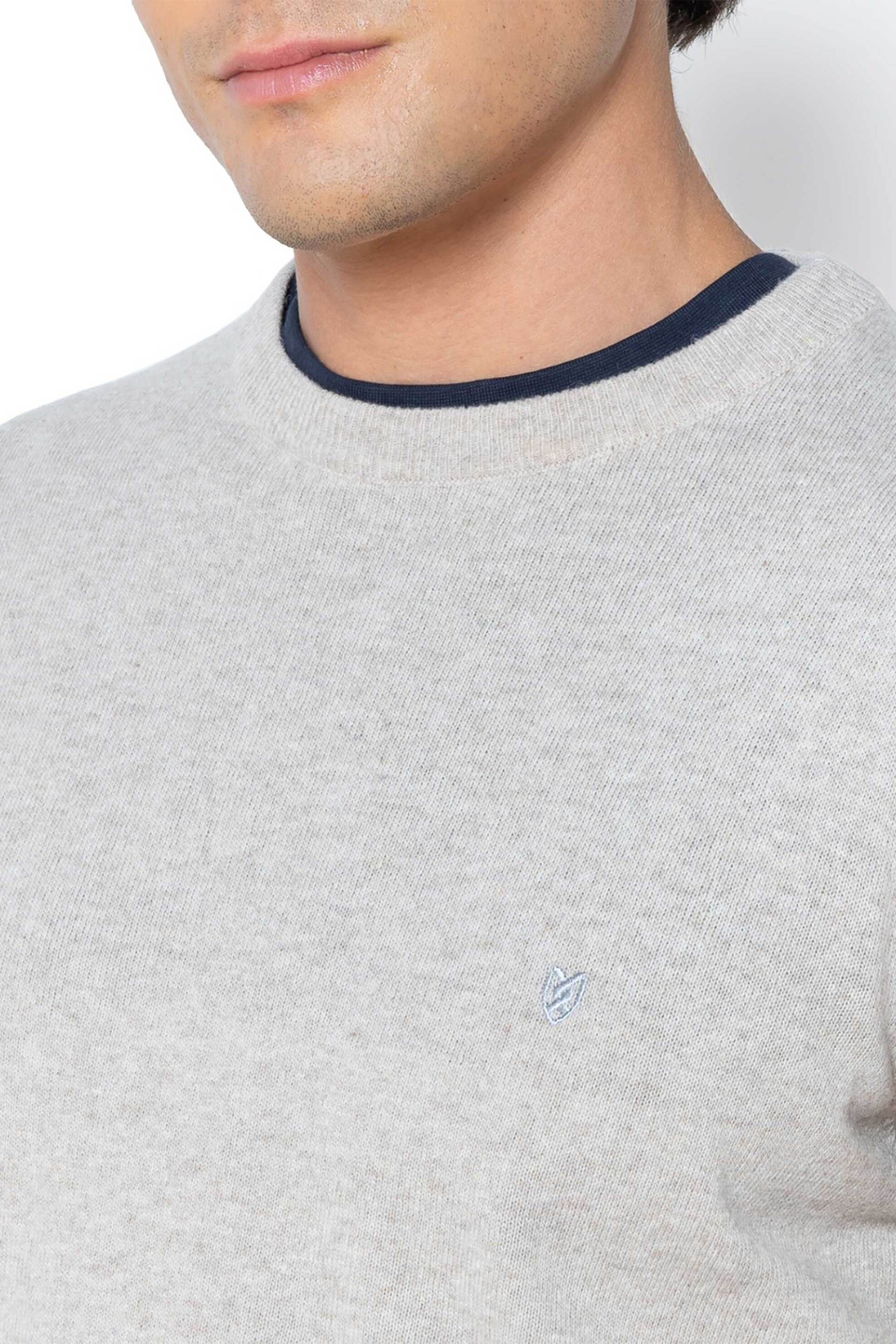 The Bostonians ανδρικό μάλλινο πουλόβερ με κεντημένο λογότυπο Regular Fit - MR00012 Εκρού φωτογραφία