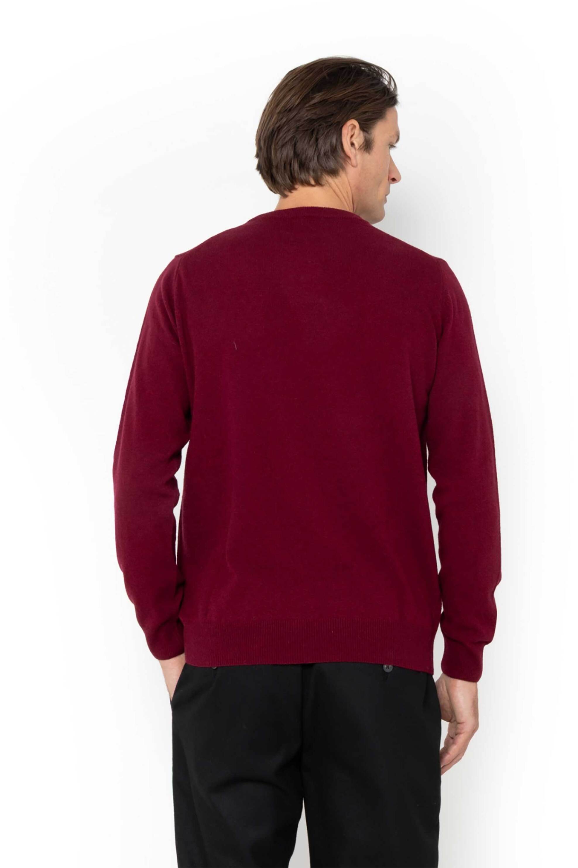 The Bostonians ανδρικό μάλλινο πουλόβερ με κεντημένο λογότυπο Regular Fit - MR00012 Μπορντό φωτογραφία