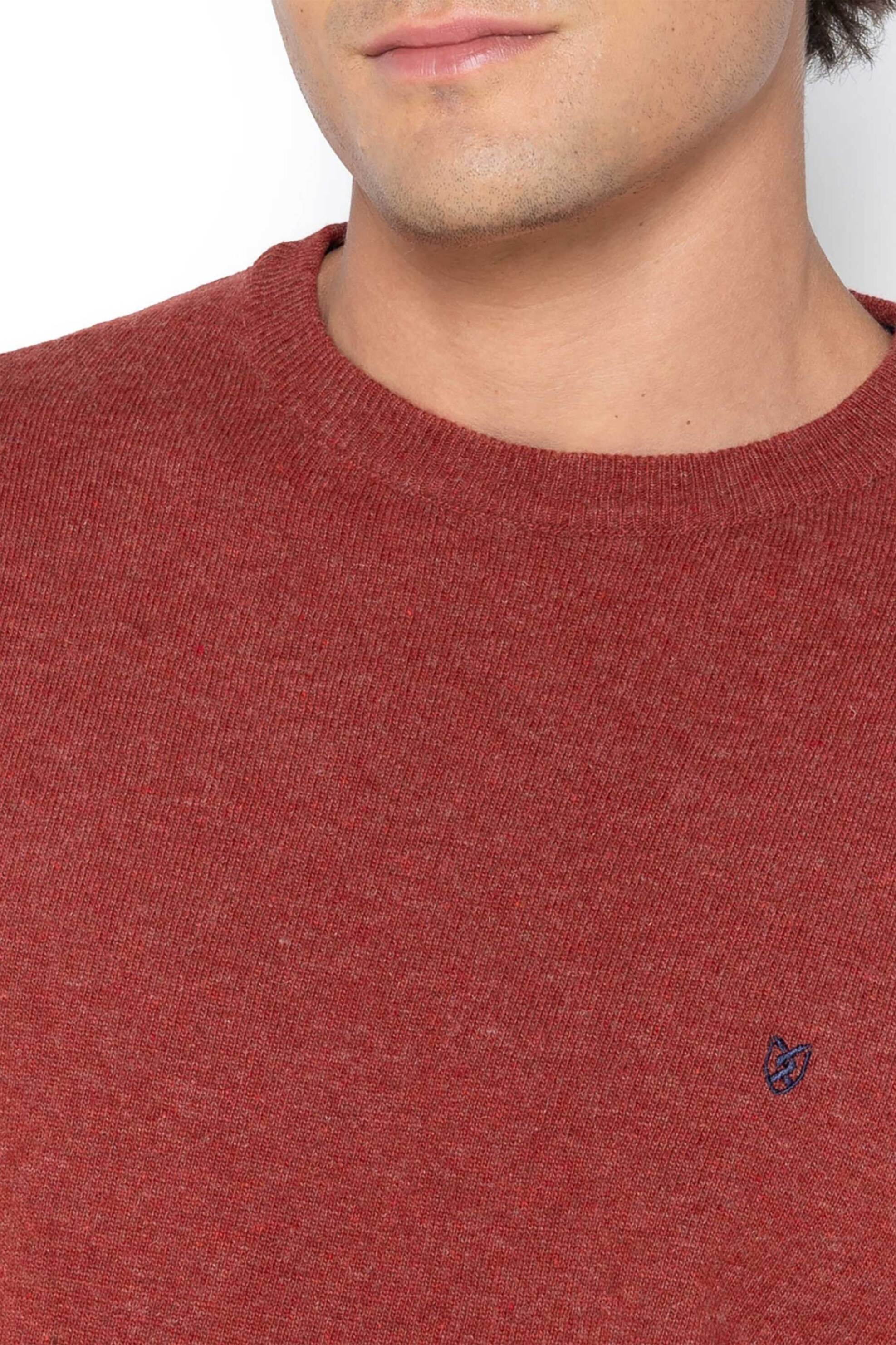 The Bostonians ανδρικό μάλλινο πουλόβερ με κεντημένο λογότυπο Regular Fit - MR00012 Κεραμιδί φωτογραφία