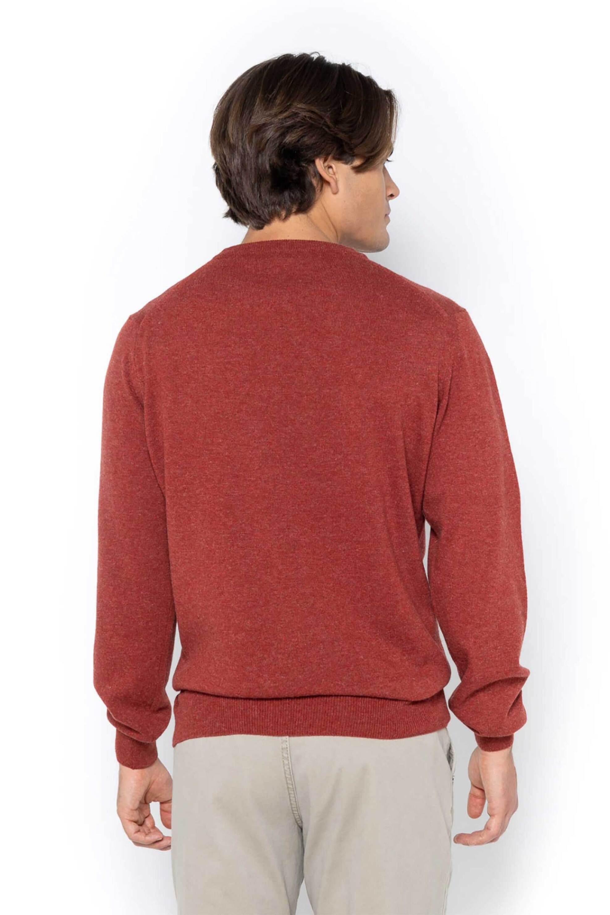 The Bostonians ανδρικό μάλλινο πουλόβερ με κεντημένο λογότυπο Regular Fit - MR00012 Κεραμιδί φωτογραφία