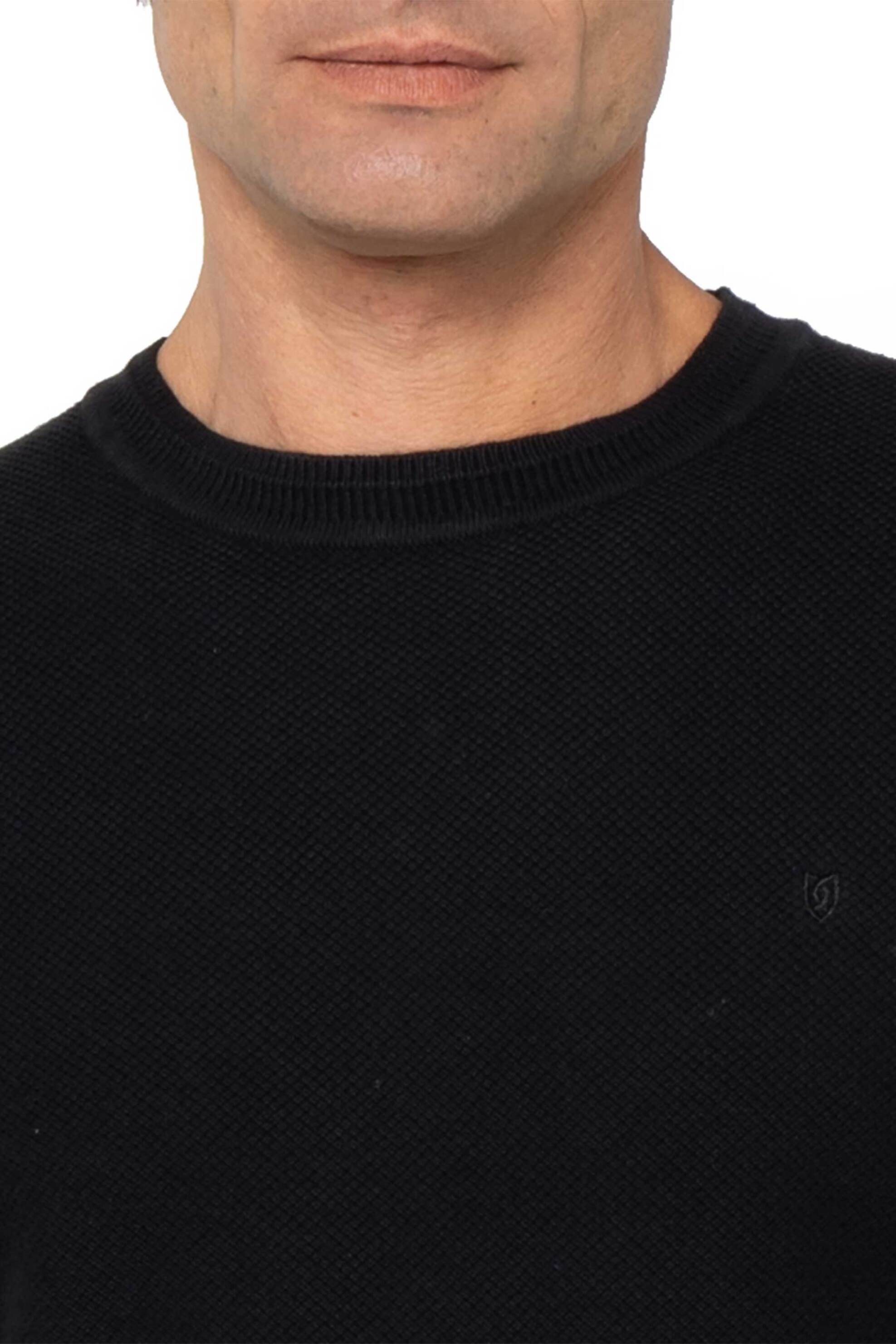 The Bostonians ανδρικό πουλόβερ structured με κασμίρι και κεντημένο λογότυπο Regular Fit "The Legacy" - MR1010U Μαύρο φωτογραφία