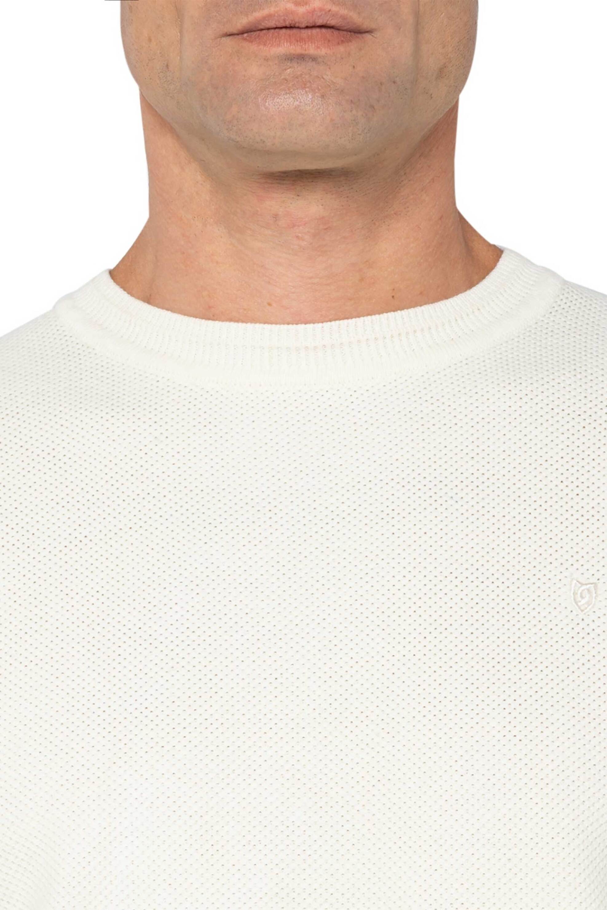 The Bostonians ανδρικό πουλόβερ structured με κασμίρι και κεντημένο λογότυπο Regular Fit "The Legacy" - MR1010U Εκρού φωτογραφία