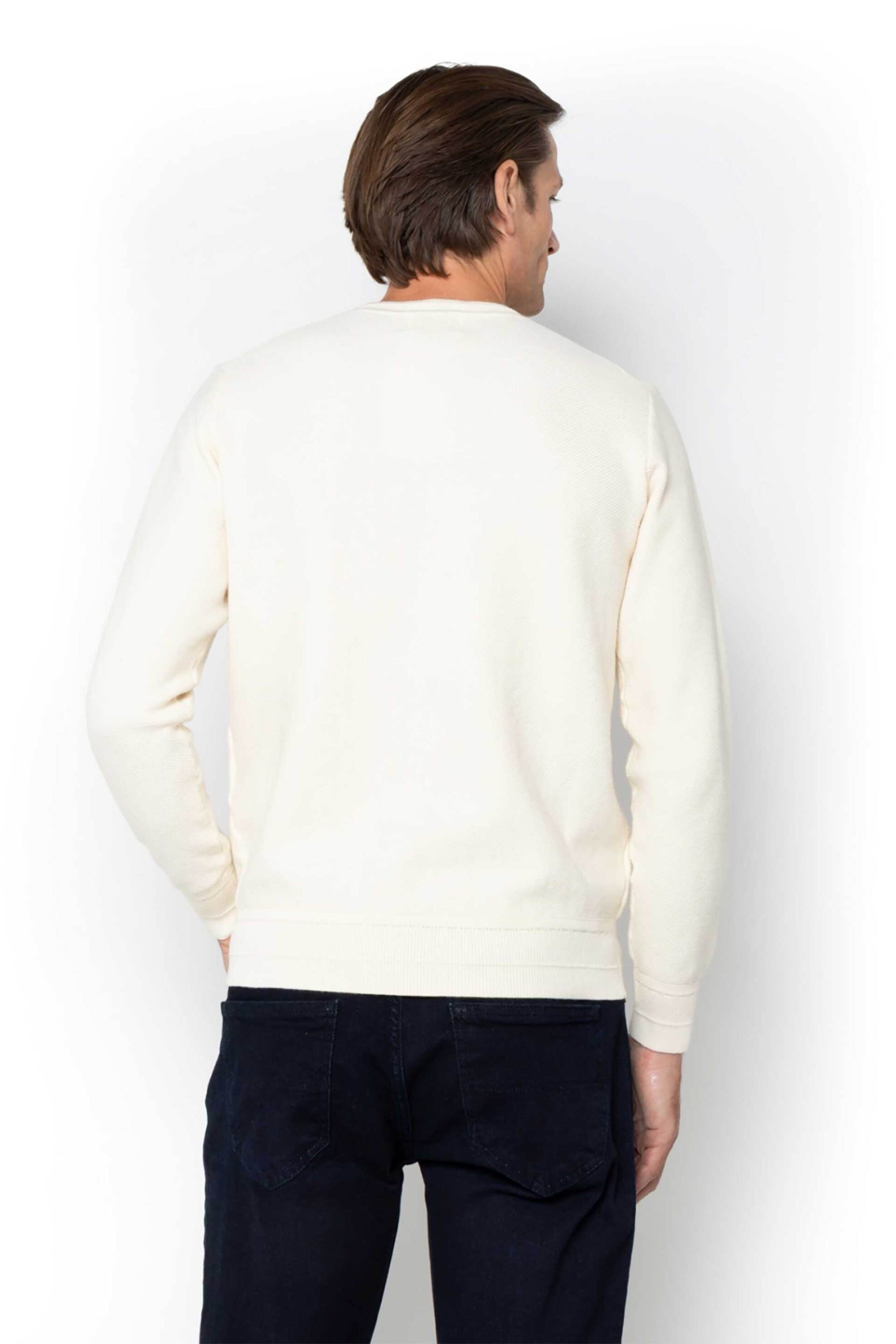 The Bostonians ανδρικό πουλόβερ structured με κασμίρι και κεντημένο λογότυπο Regular Fit "The Legacy" - MR1010U Εκρού φωτογραφία