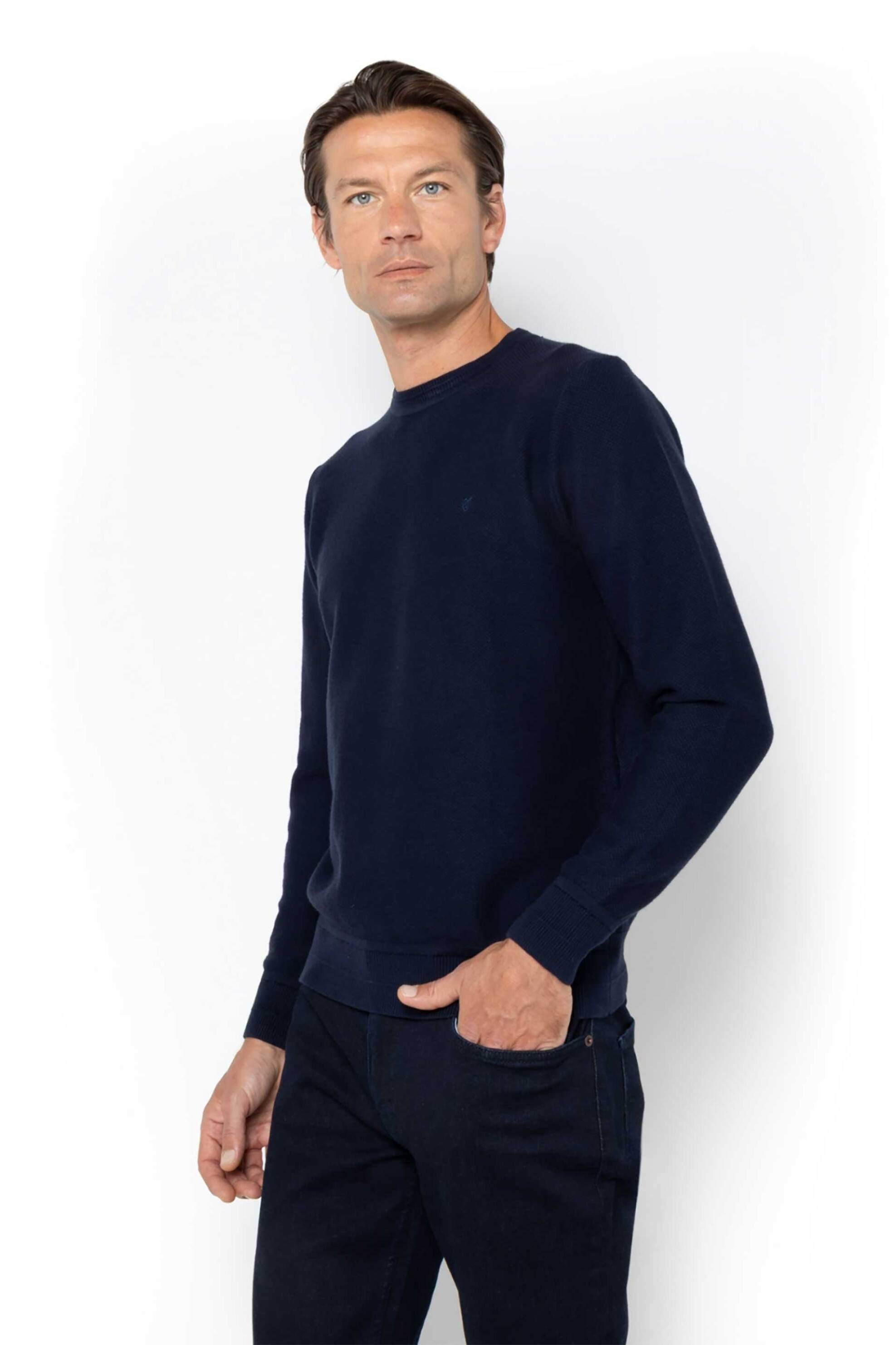 The Bostonians ανδρικό πουλόβερ structured με κασμίρι και κεντημένο λογότυπο Regular Fit "The Legacy" - MR1010U Μπλε Σκούρο φωτογραφία