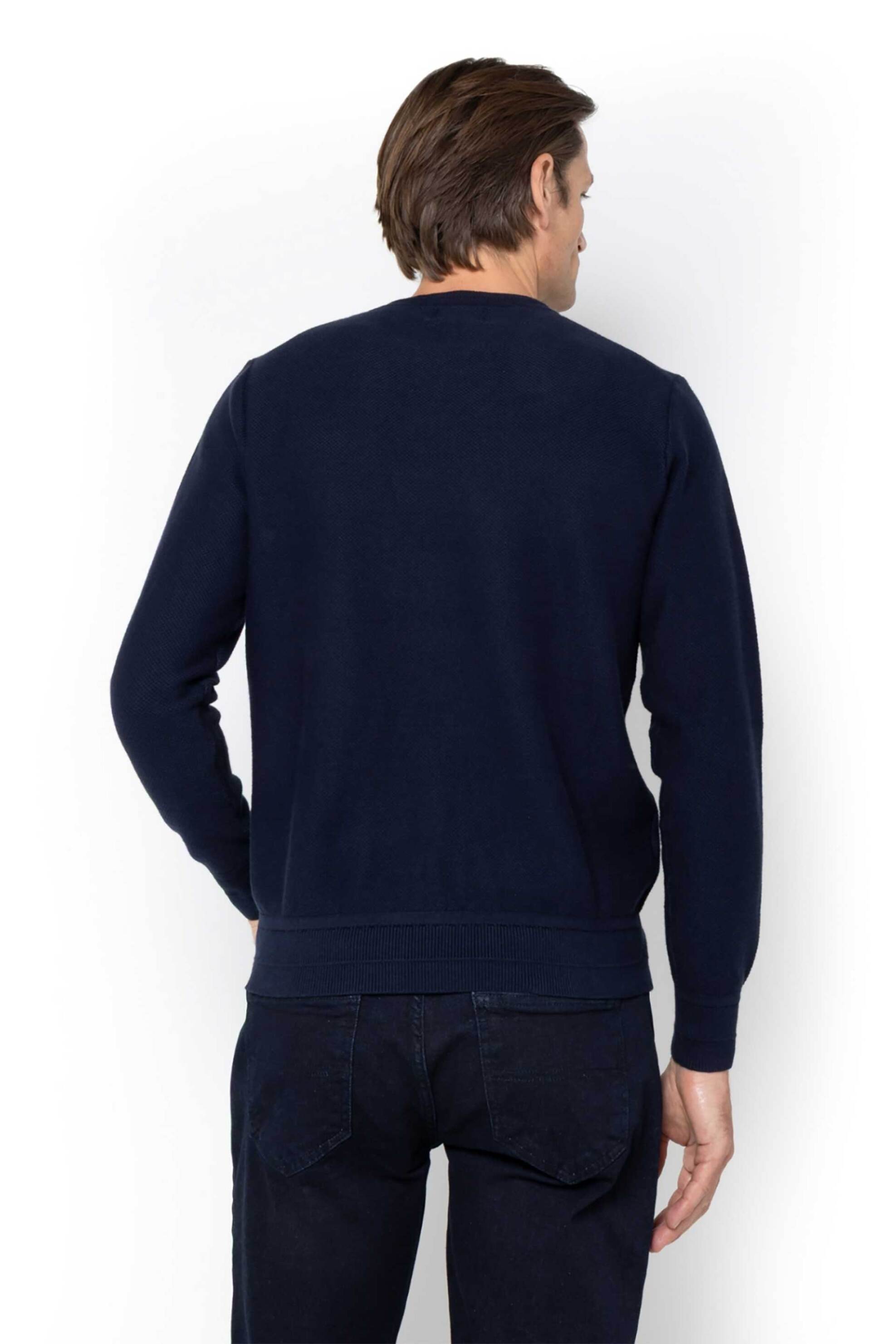 The Bostonians ανδρικό πουλόβερ structured με κασμίρι και κεντημένο λογότυπο Regular Fit "The Legacy" - MR1010U Μπλε Σκούρο φωτογραφία