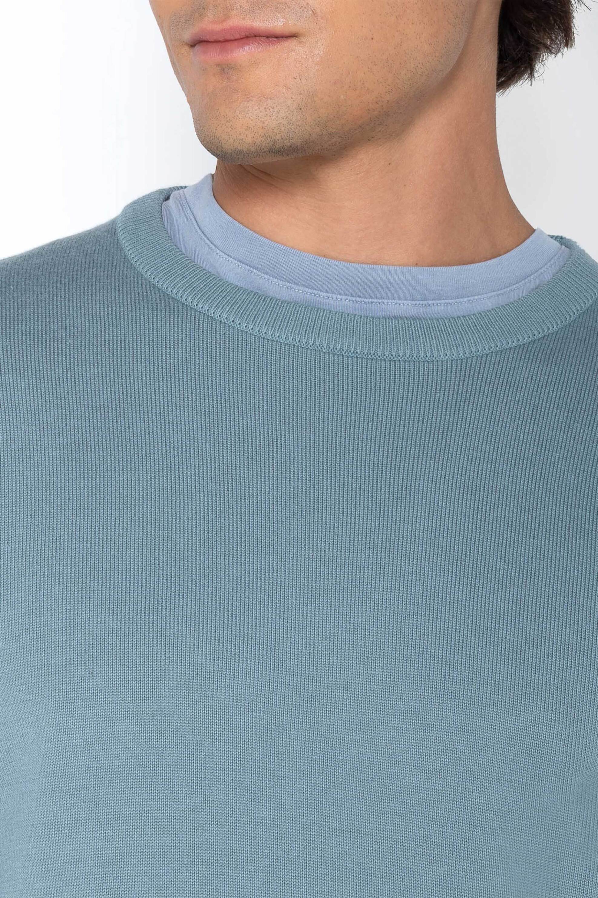 The Bostonians ανδρικό πουλόβερ μονόχρωμο με κεντημένο λογότυπο Regular Fit - MR1063 Πράσινο Μέντας φωτογραφία