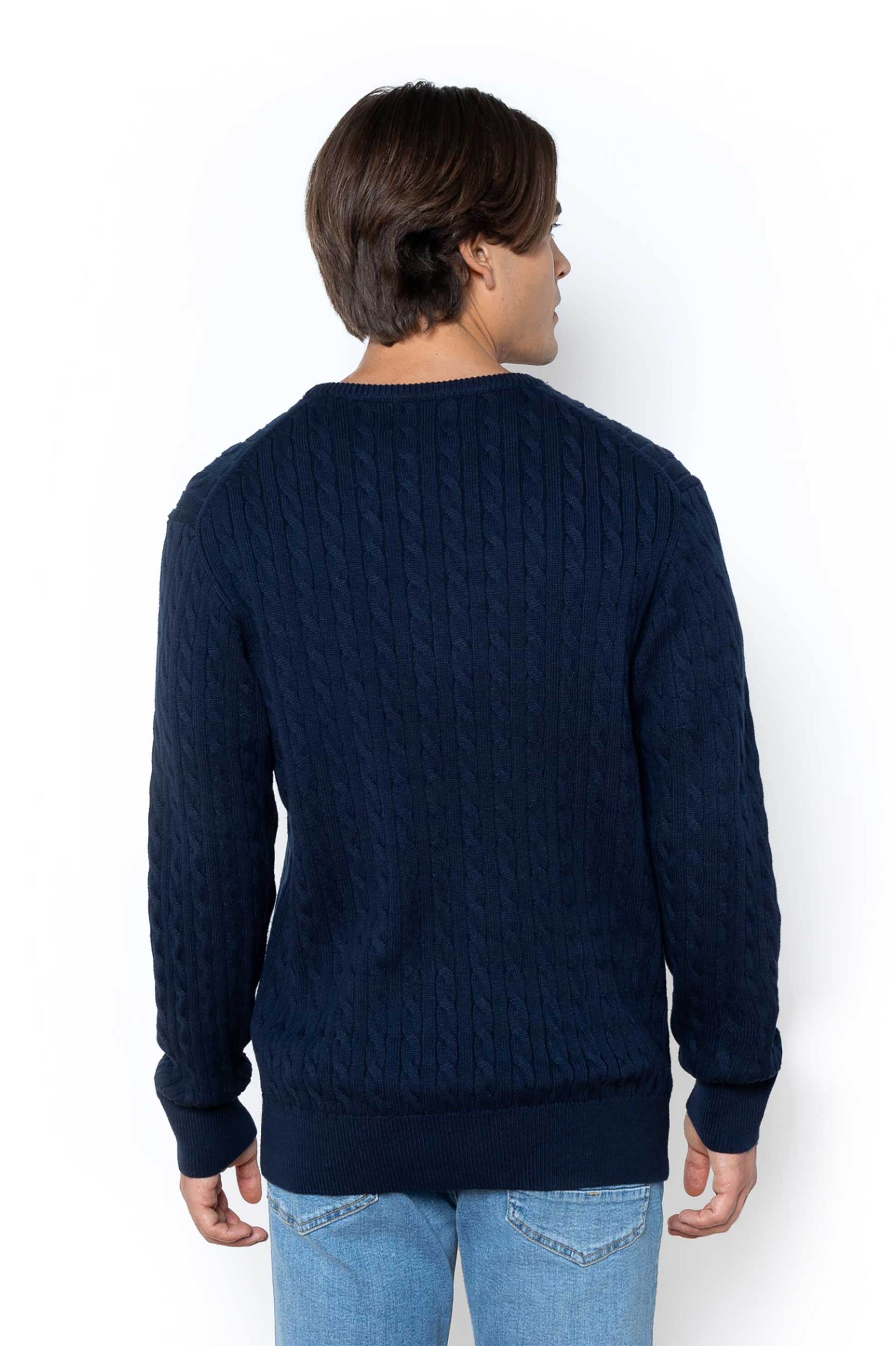 The Bostonians ανδρικό πουλόβερ με cable knit pattern Regular Fit - MR1070 Μπλε Σκούρο φωτογραφία