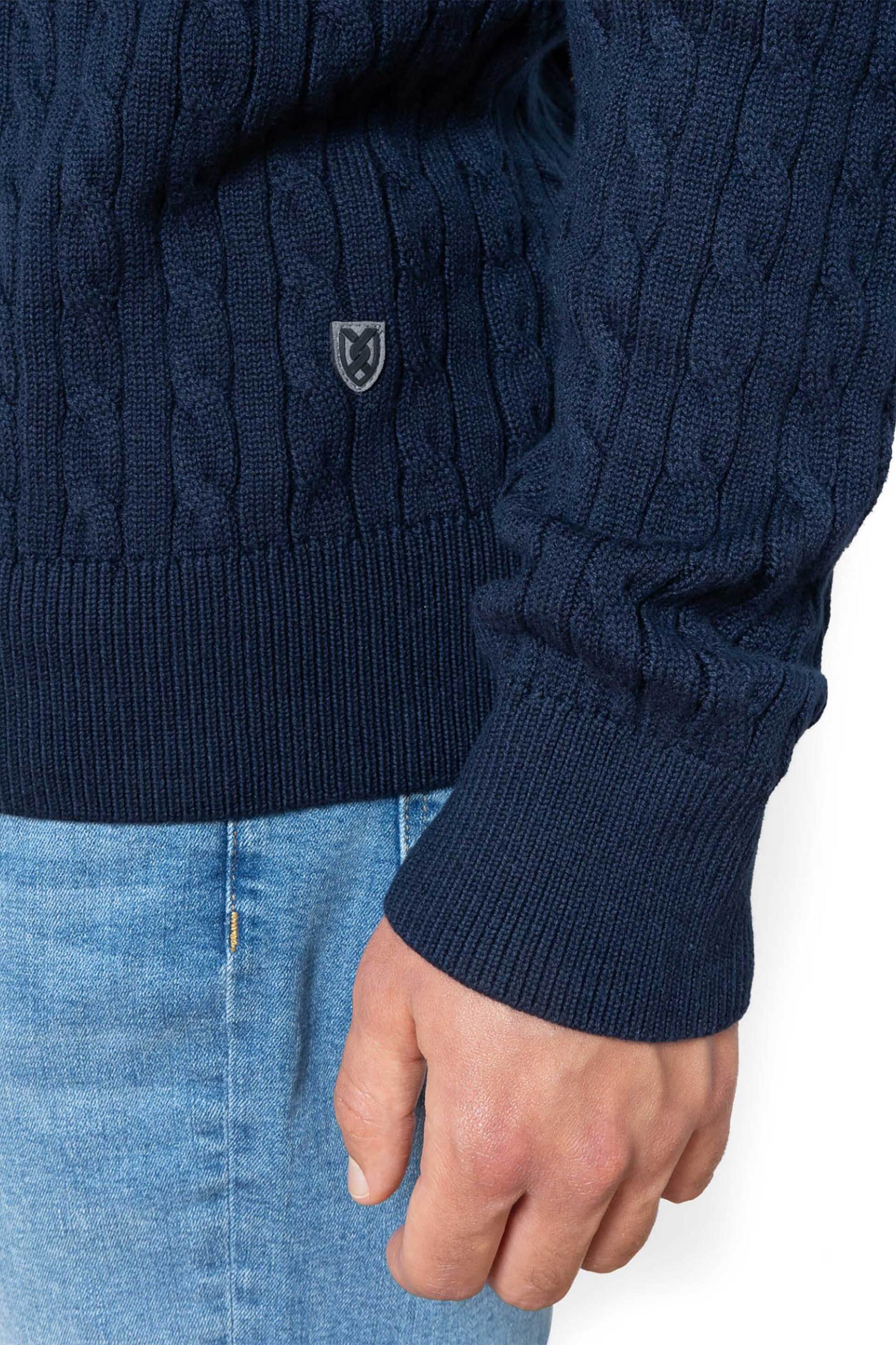 The Bostonians ανδρικό πουλόβερ με cable knit pattern Regular Fit - MR1070 Μπλε Σκούρο φωτογραφία