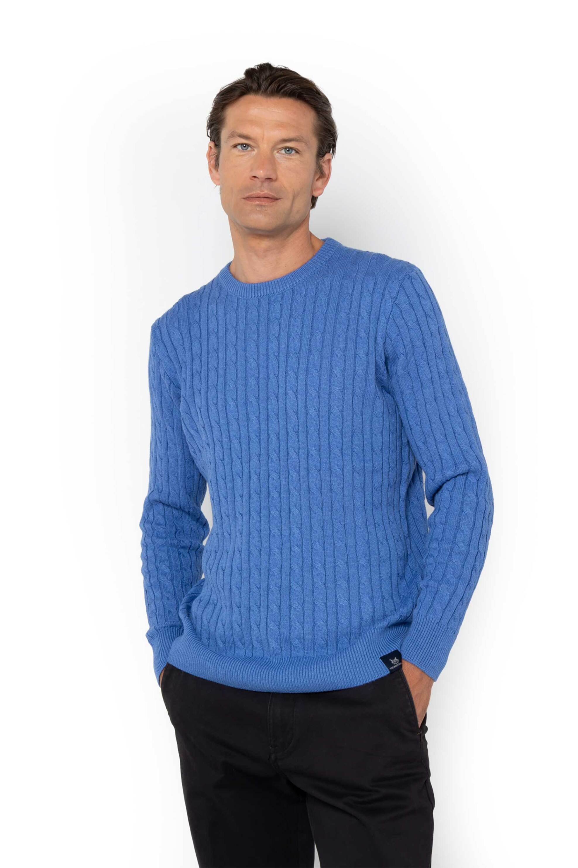 THE BOSTONIANS The Bostonians ανδρικό πουλόβερ με cable knit pattern Regular Fit - MR1070 Μπλε