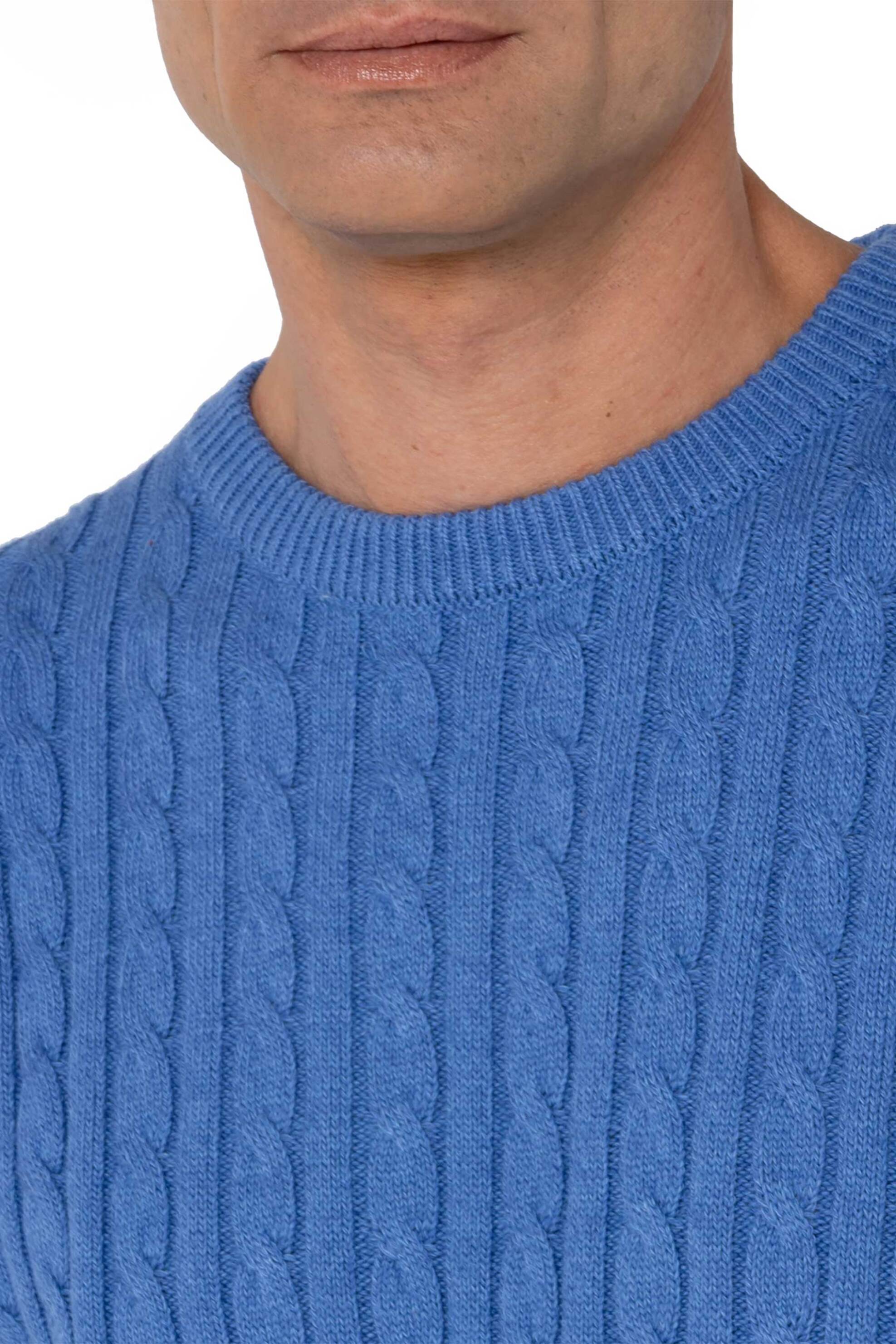 The Bostonians ανδρικό πουλόβερ με cable knit pattern Regular Fit - MR1070 Μπλε φωτογραφία