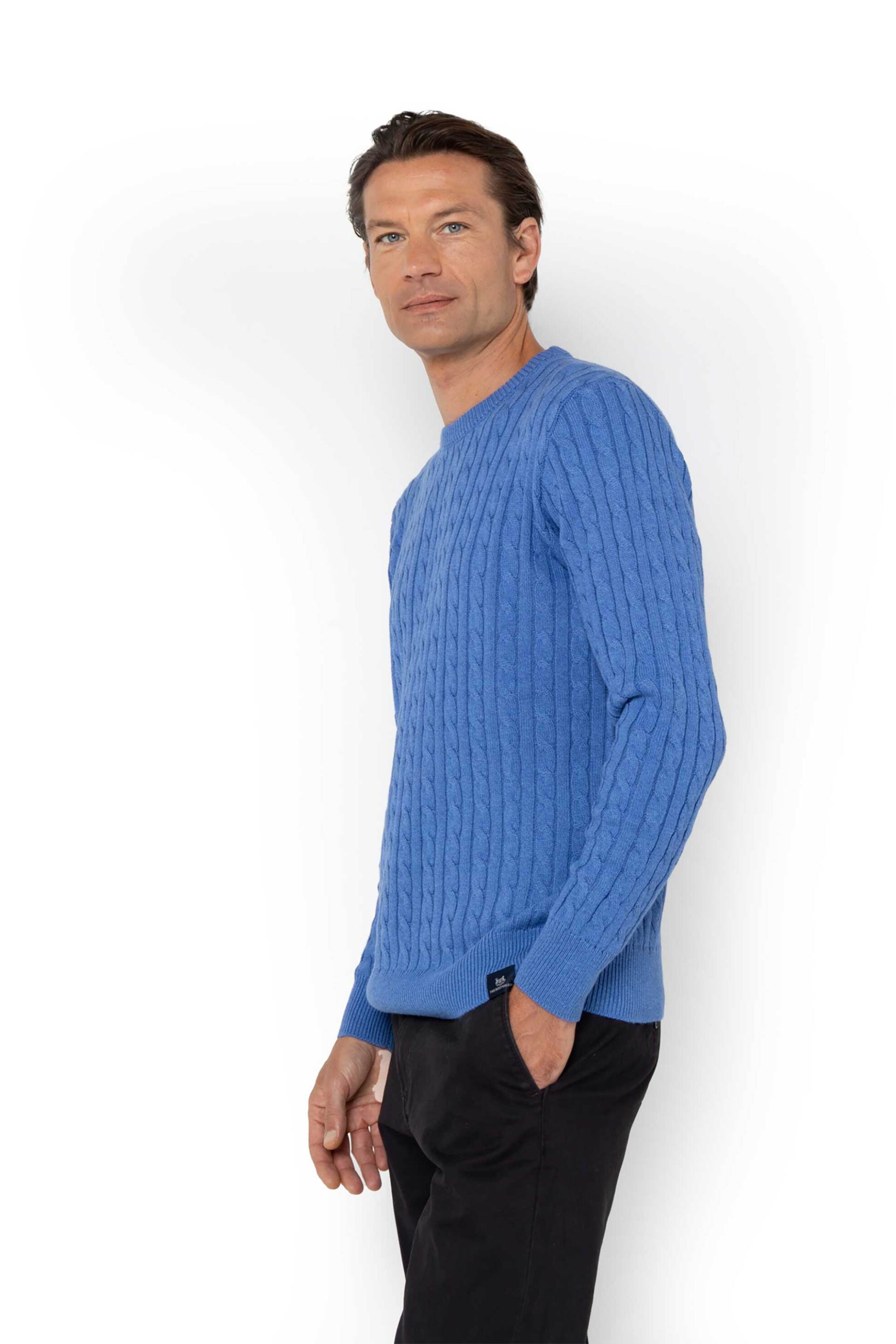 The Bostonians ανδρικό πουλόβερ με cable knit pattern Regular Fit - MR1070 Μπλε φωτογραφία