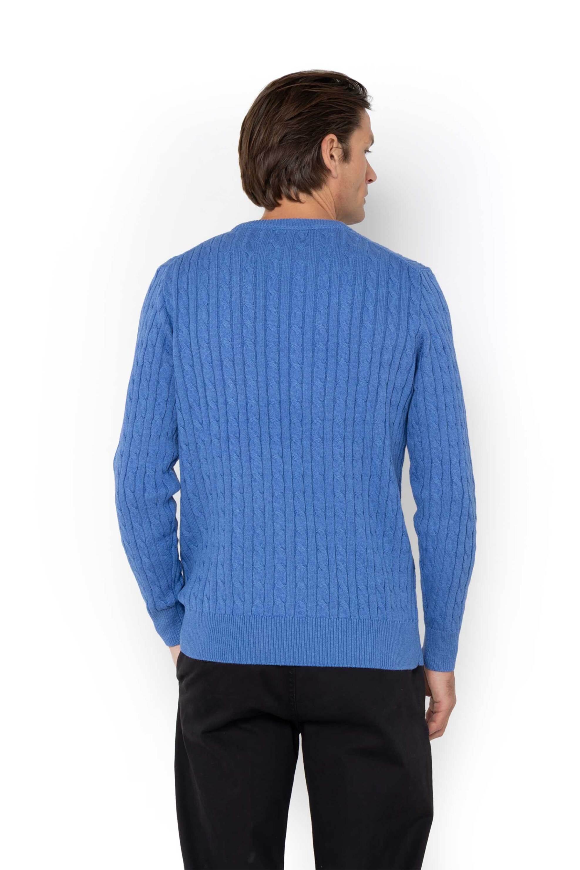 The Bostonians ανδρικό πουλόβερ με cable knit pattern Regular Fit - MR1070 Μπλε φωτογραφία