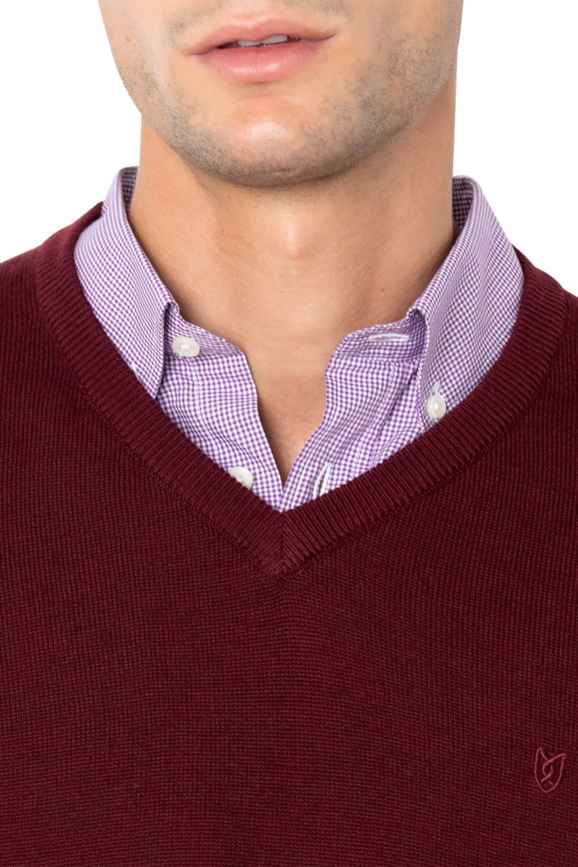 The Bostonians ανδρική αμάνικη πλεκτή μπλούζα με κεντημένο λογότυπο Regular Fit - MT1001 Μπορντό φωτογραφία