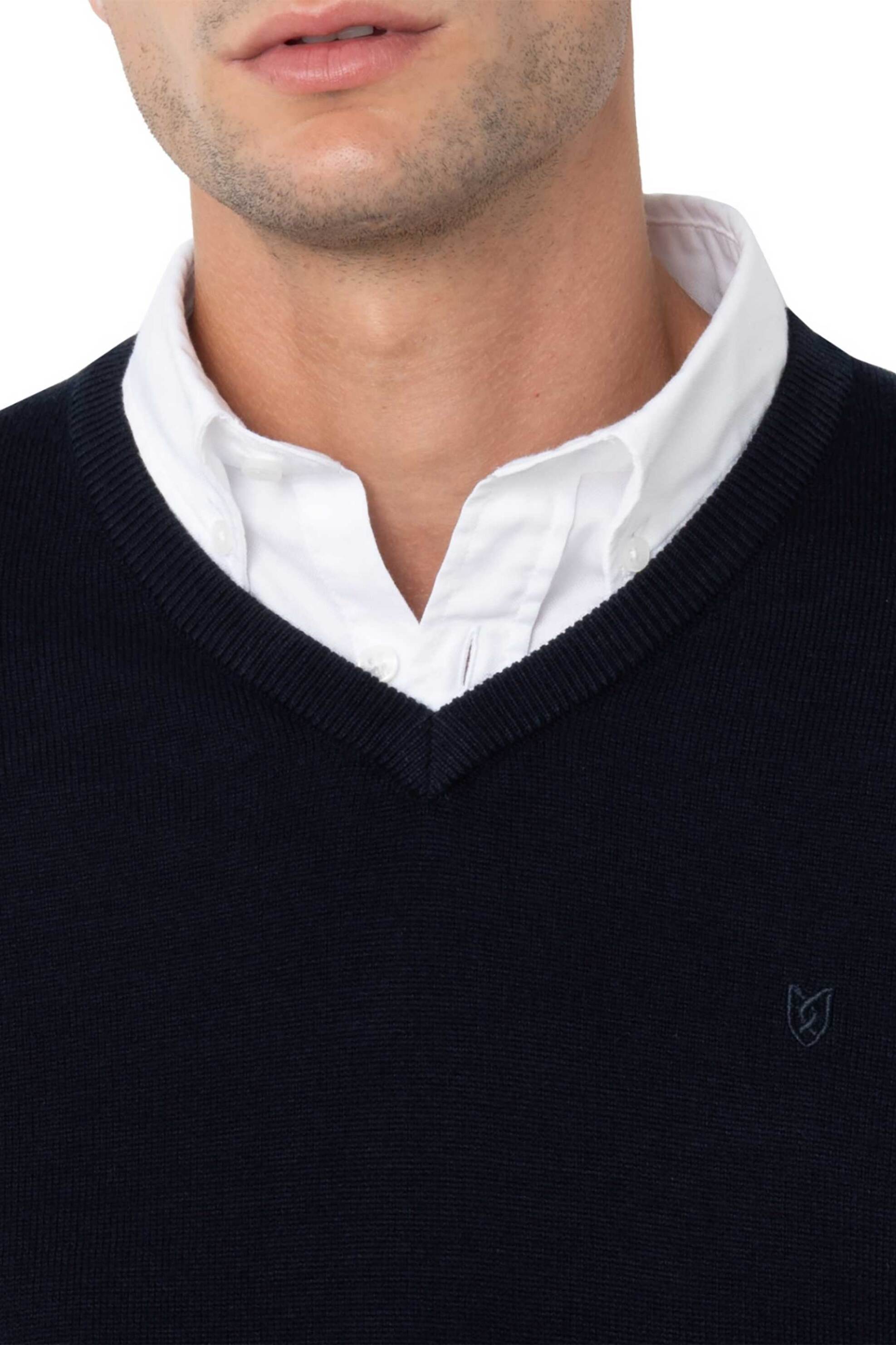 The Bostonians ανδρική αμάνικη πλεκτή μπλούζα με κεντημένο λογότυπο Regular Fit - MT1001 Μπλε Σκούρο φωτογραφία