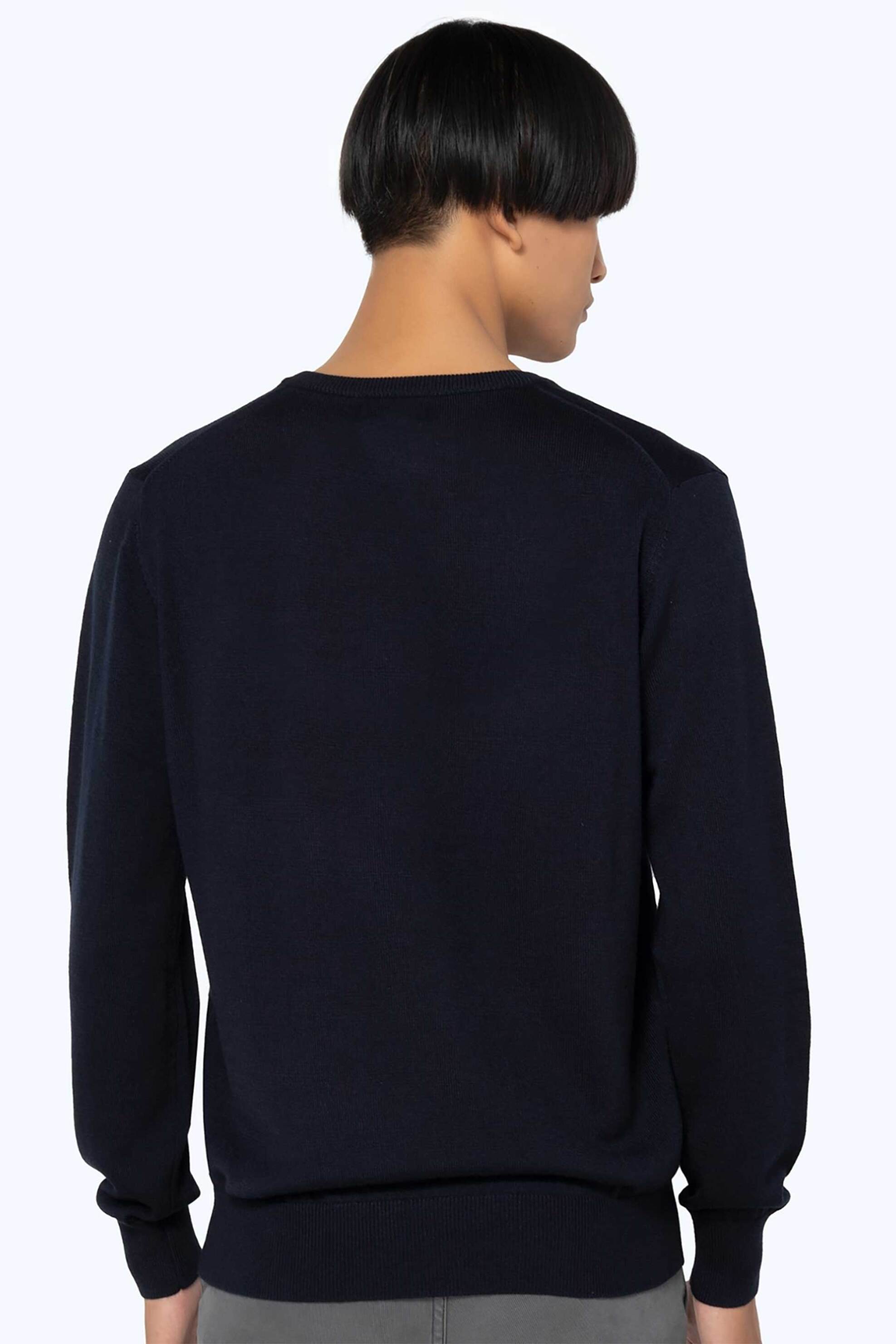 The Bostonians ανδρική πλεκτή μπλούζα με V και κεντημένο λογότυπο Regular Fit - MV1001 Μπλε Σκούρο φωτογραφία