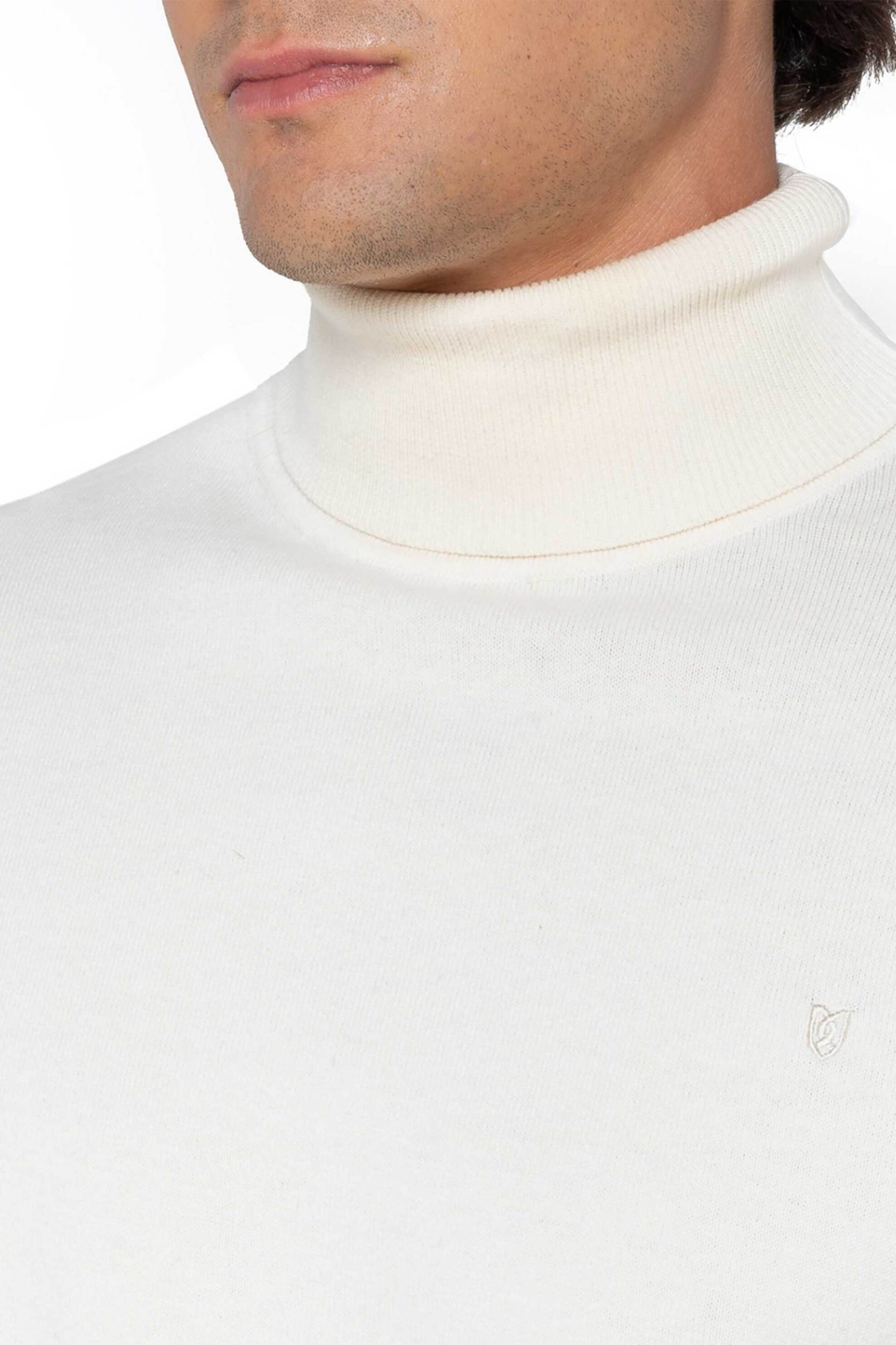 The Bostonians ανδρική πλεκτή μπλούζα ζιβάγκο με κασμίρι και κεντημένο λογότυπο Regular Fit - MZ1003 Εκρού φωτογραφία