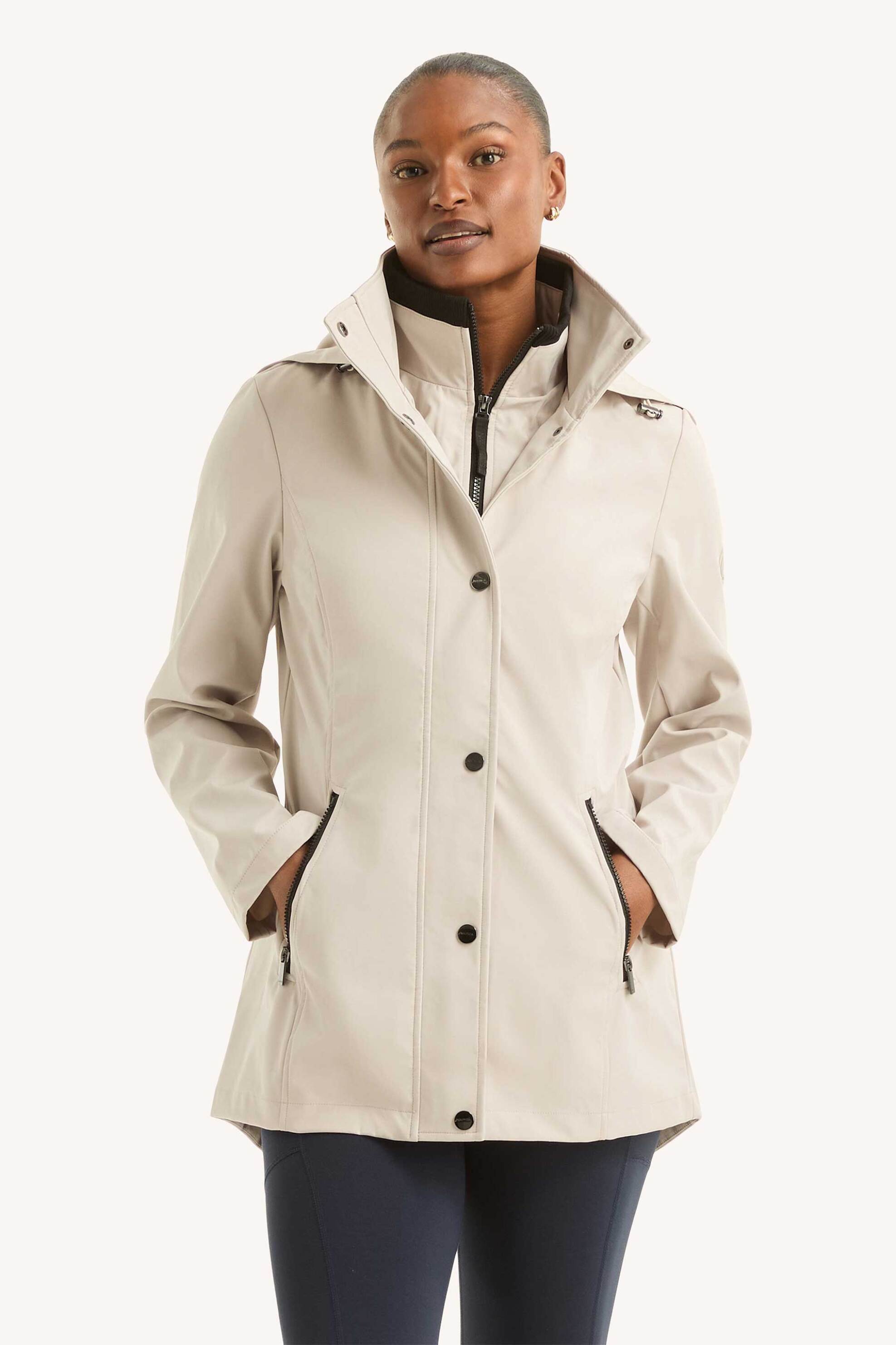 Nautica γυναικείο αδιάβροχο μπουφάν με κουκούλα Classic Fit - 117004554 Εκρού