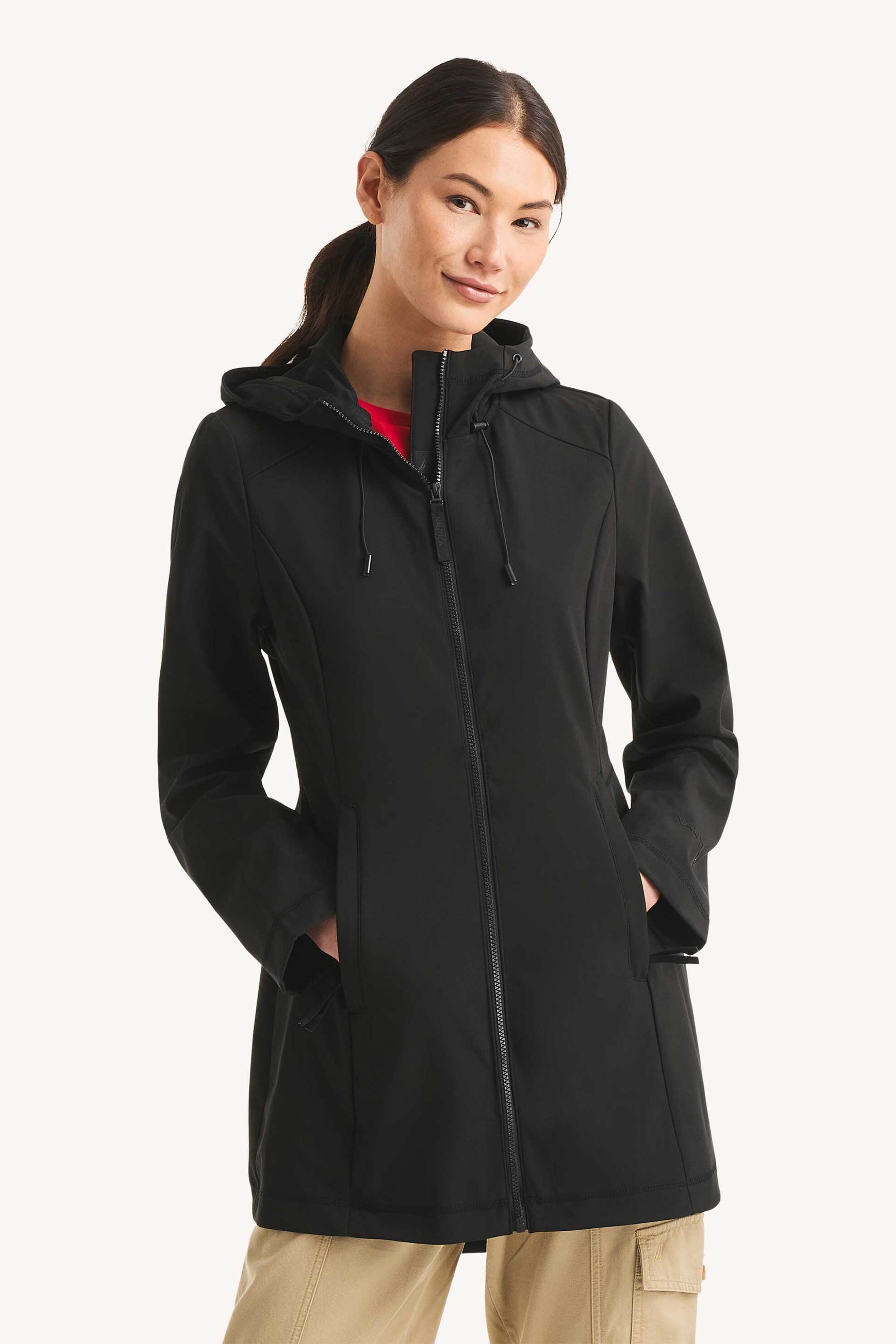 Nautica γυναικείο αδιάβροχο μπουφάν με κουκούλα Classic Fit - 117004742 Μαύρο