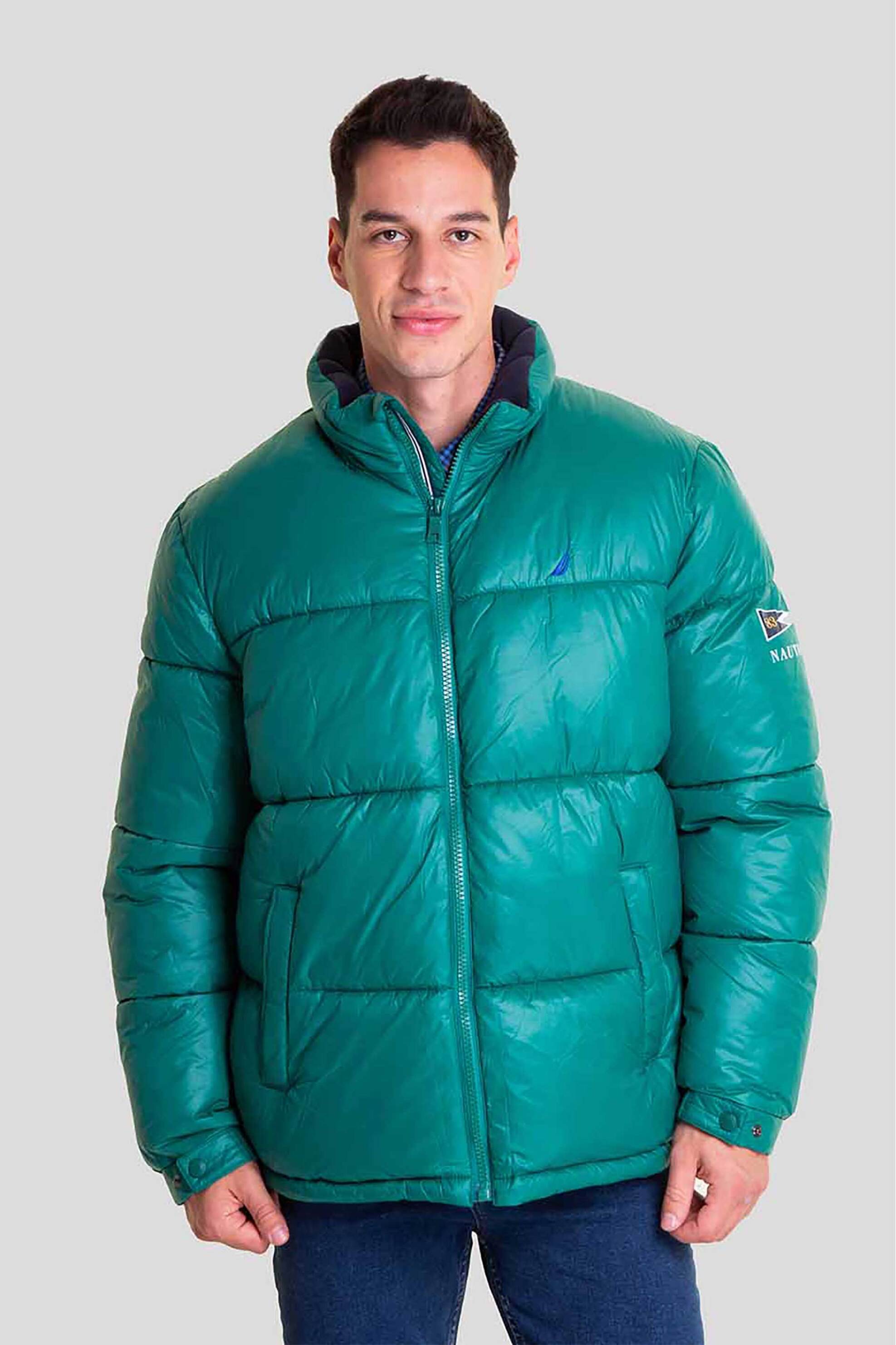 Nautica ανδρικό μπουφάν με καπιτονέ σχέδιο και ψηλό λαιμό με κρυφή κουκούλα - 208001310 Βεραμάν