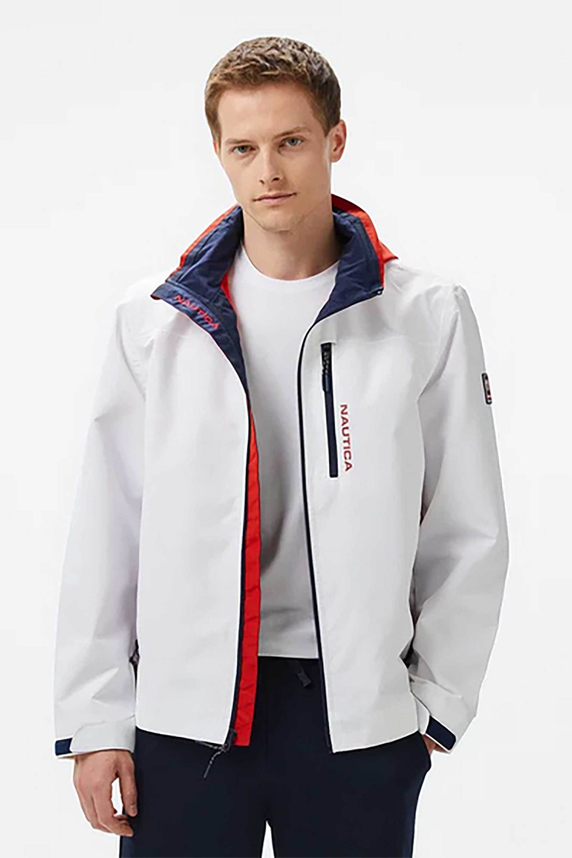 Nautica ανδρικό μπουφάν αδιάβροχο με κρυφή κουκούλα - 208003174 Λευκό