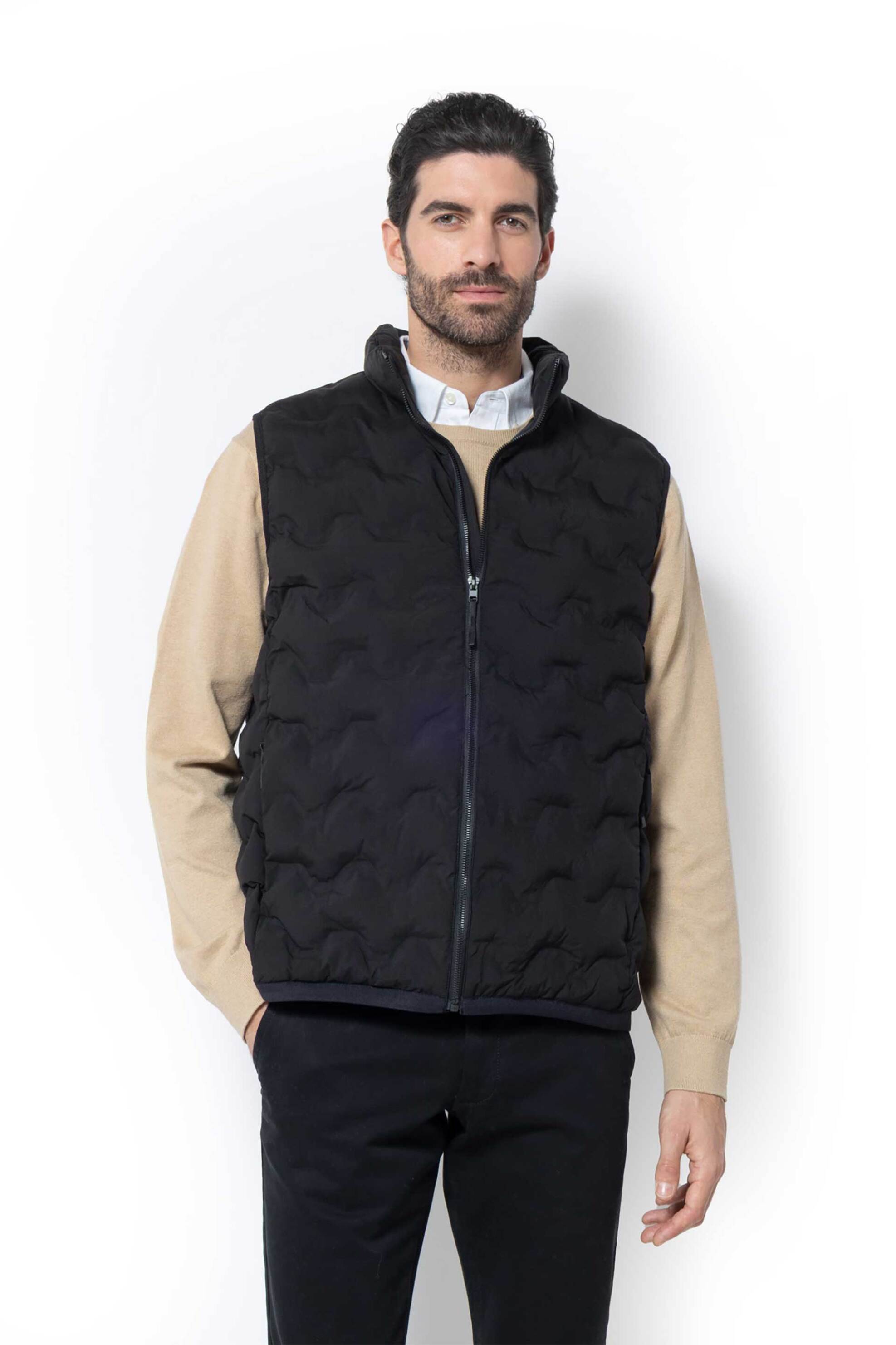 Nautica ανδρικό αμάνικο μπουφάν με καπιτονέ σχέδιο, ψηλό λαιμό και κεντημένο λογότυπο Regular Fit - 208004157 Μαύρο