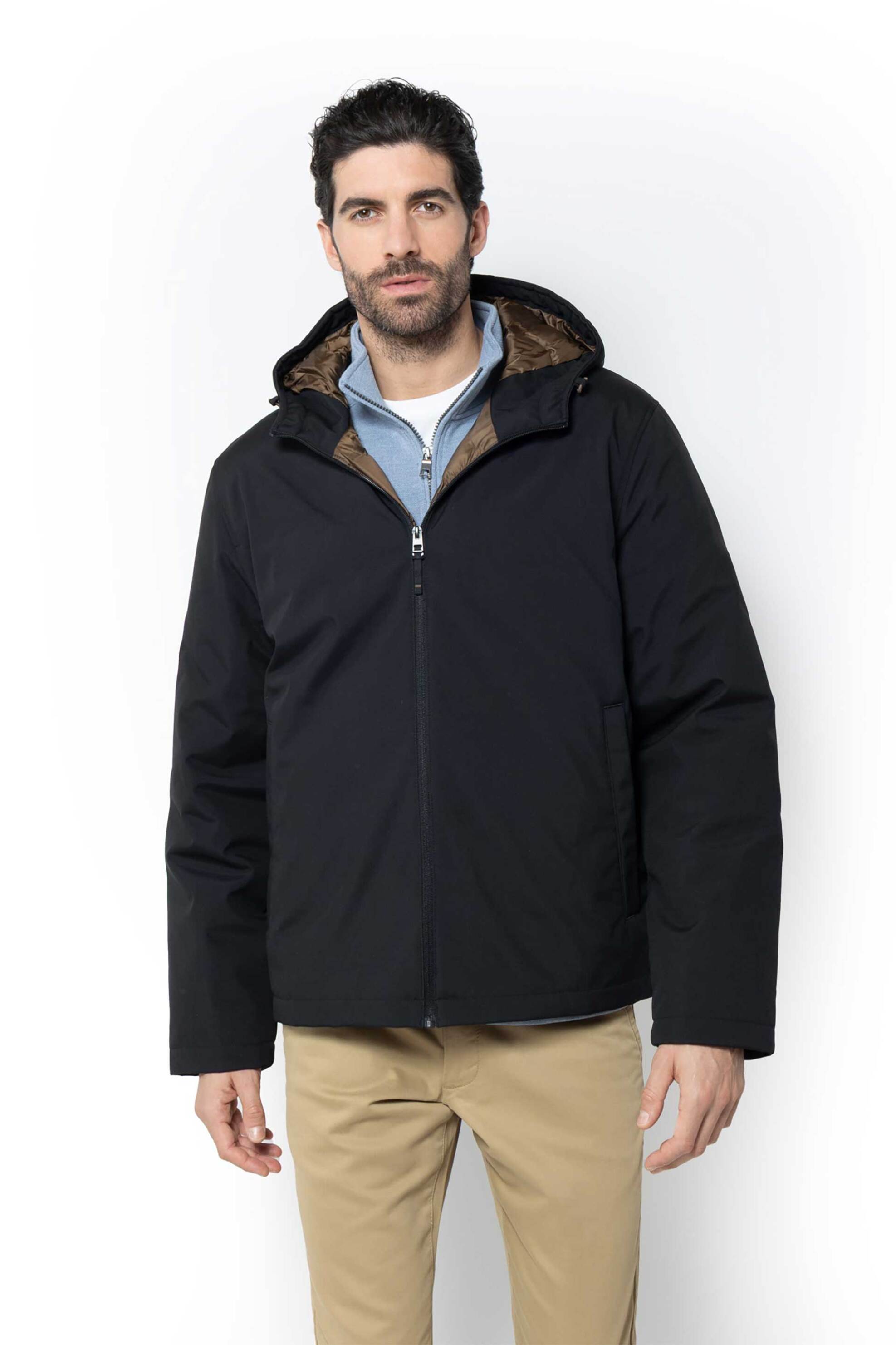 Nautica ανδρικό μπουφάν αδιάβροχο & αντιανεμικό με κουκούλα και κεντημένο λογότυπο Regular Fit - 208004397 Μαύρο